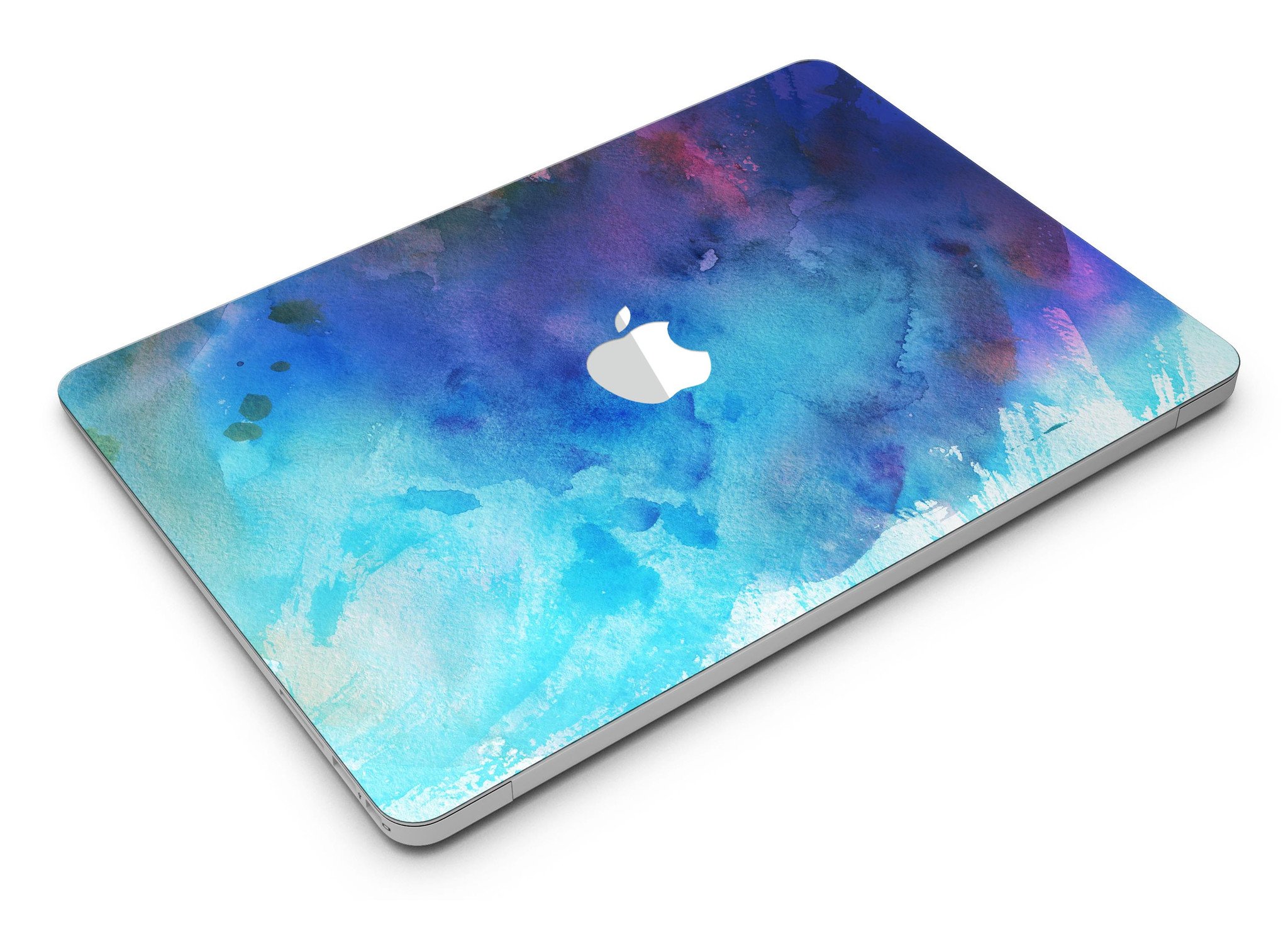 Blue 34222 Absorbed Watercolor Texture skin for MacBook Air, showcasing vibrant watercolor design on a sleek vinyl surface.