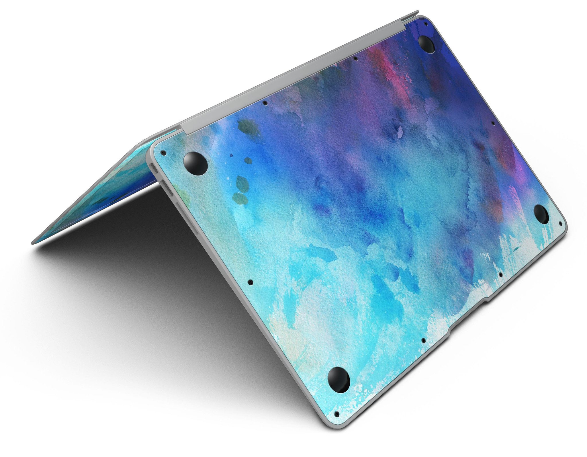 Blue 34222 Absorbed Watercolor Texture skin for MacBook Air, showcasing vibrant watercolor design on a sleek vinyl surface.