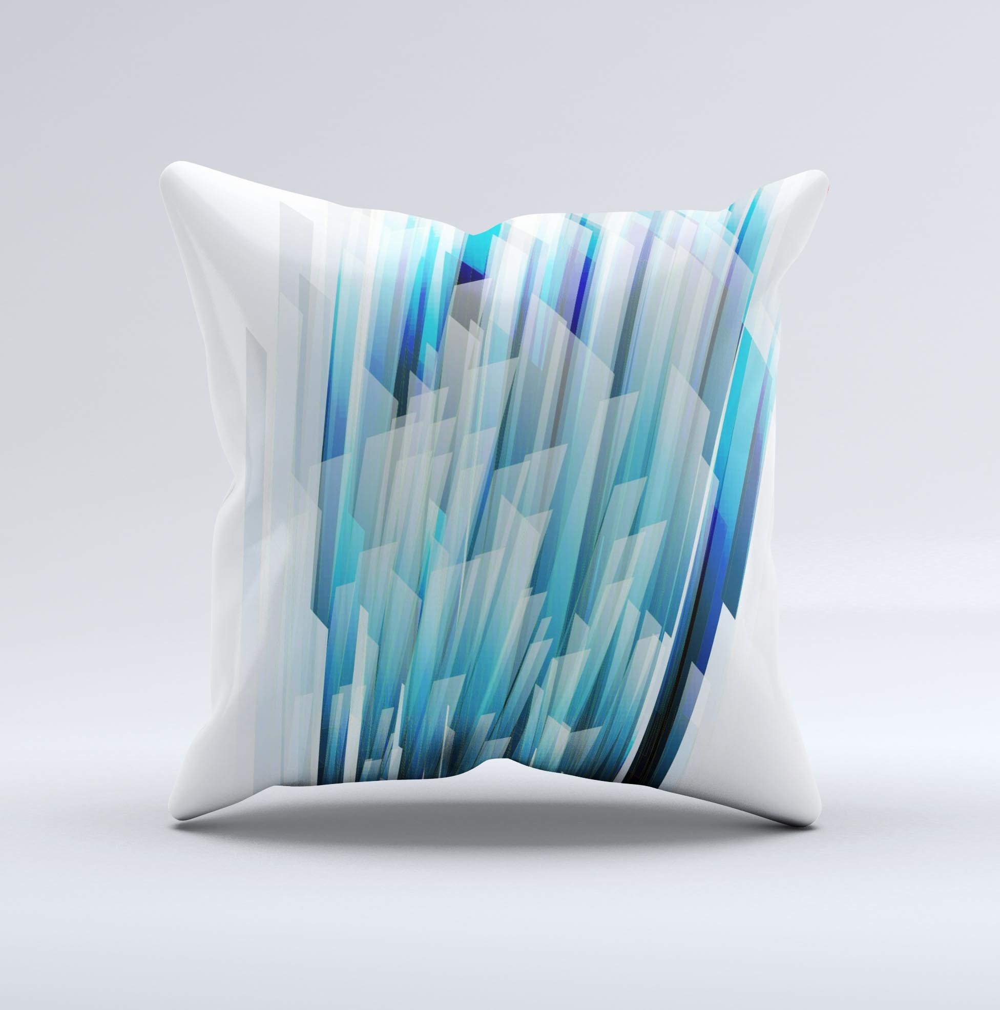 Blue decorative throw pillow featuring 3D vector spikes design, handcrafted in Virginia with high-quality materials.