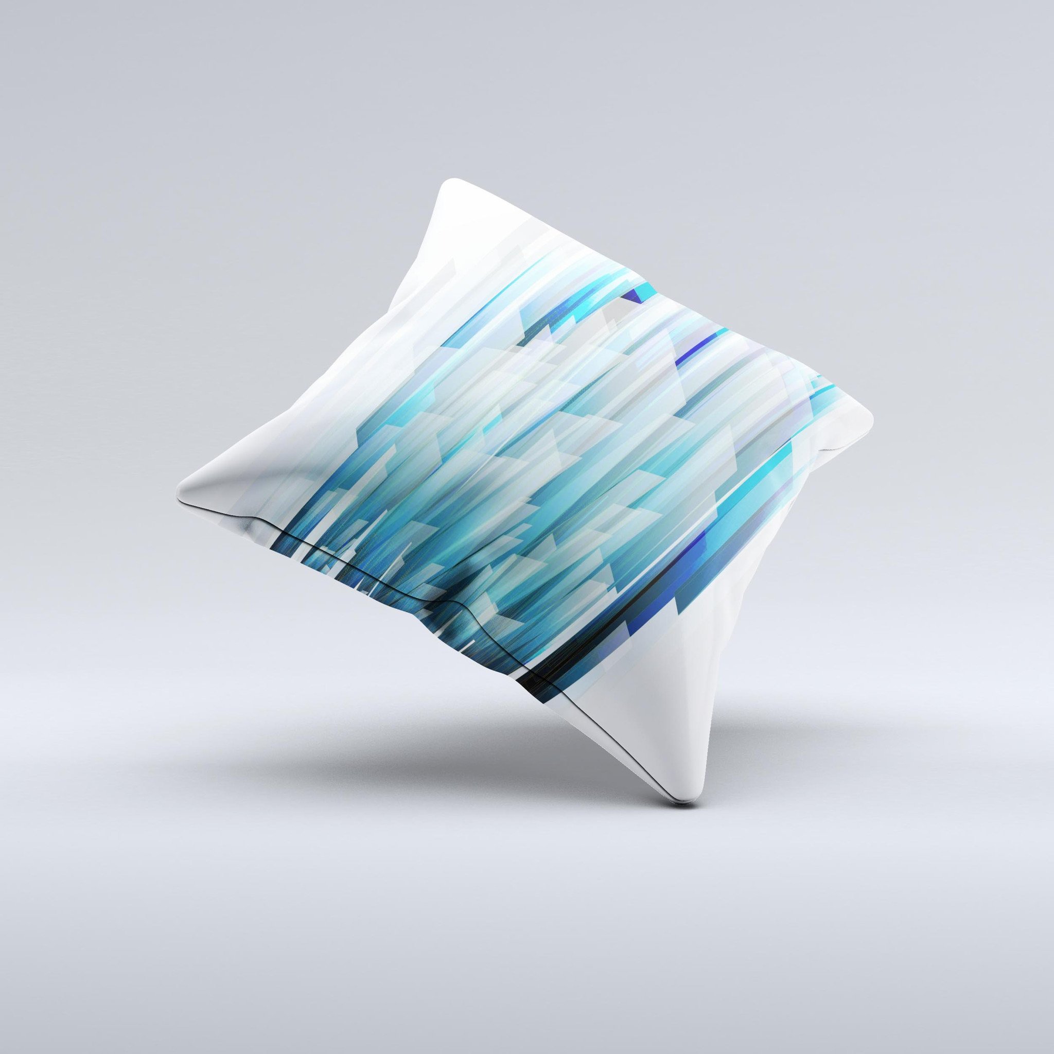 Blue decorative throw pillow featuring 3D vector spikes design, handcrafted in Virginia with high-quality materials.