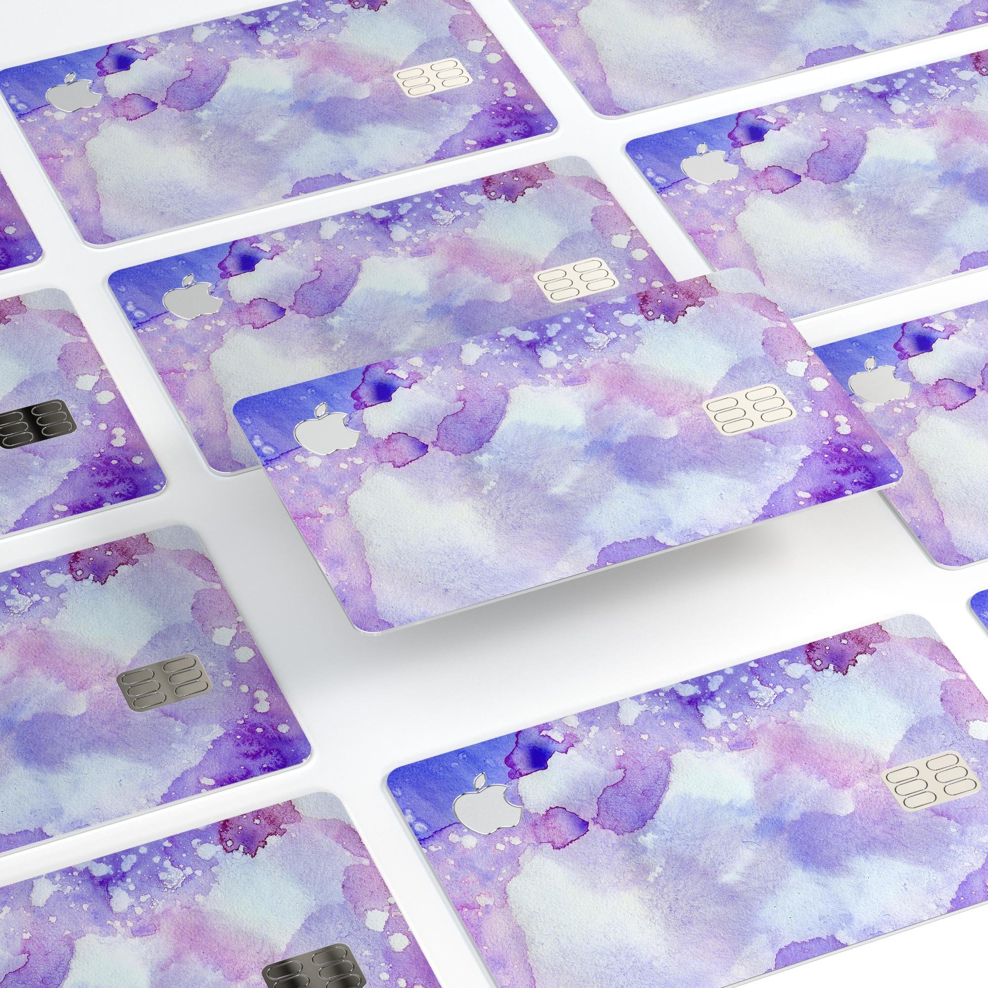 Blue 4 Absorbed Watercolor Texture decal skin for Apple Card, showcasing vibrant colors and premium vinyl material.