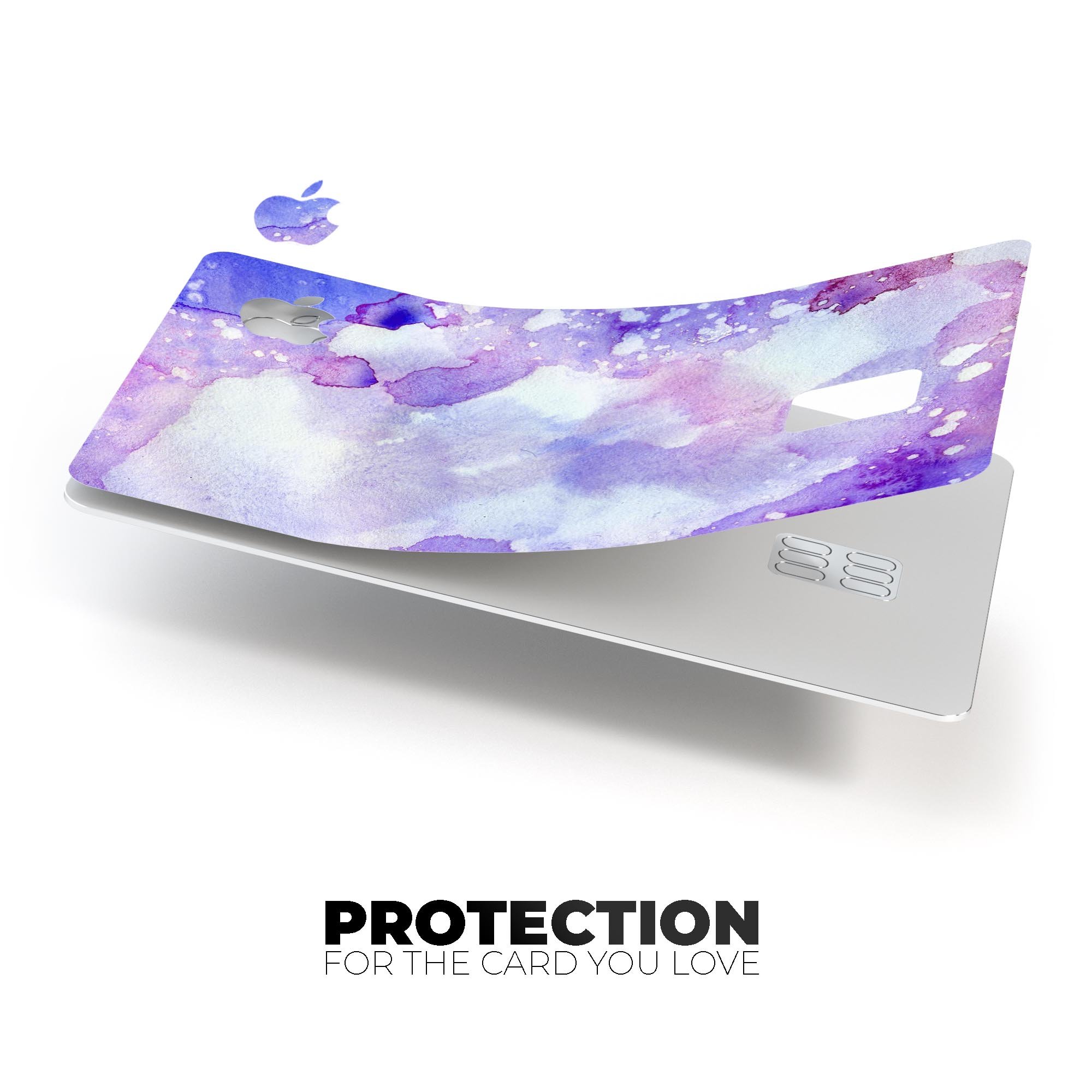 Blue 4 Absorbed Watercolor Texture decal skin for Apple Card, showcasing vibrant colors and premium vinyl material.