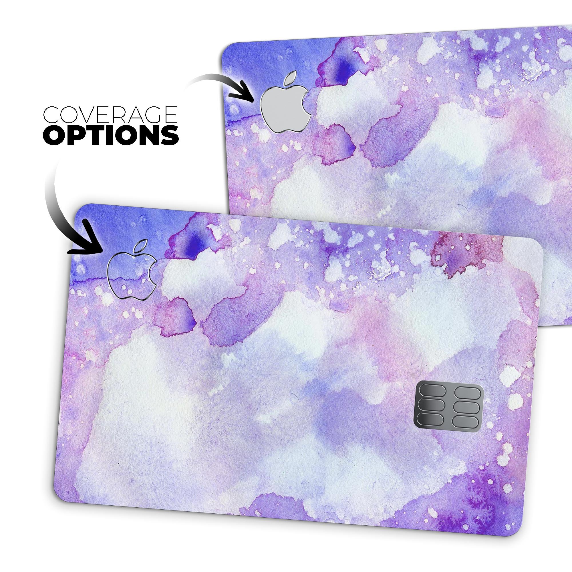 Blue 4 Absorbed Watercolor Texture decal skin for Apple Card, showcasing vibrant colors and premium vinyl material.