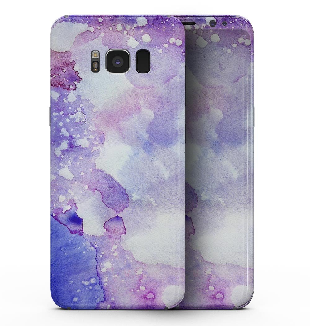 Samsung Galaxy S8 with Blue 4 Absorbed Watercolor Texture skin, showcasing vibrant colors and artistic design.