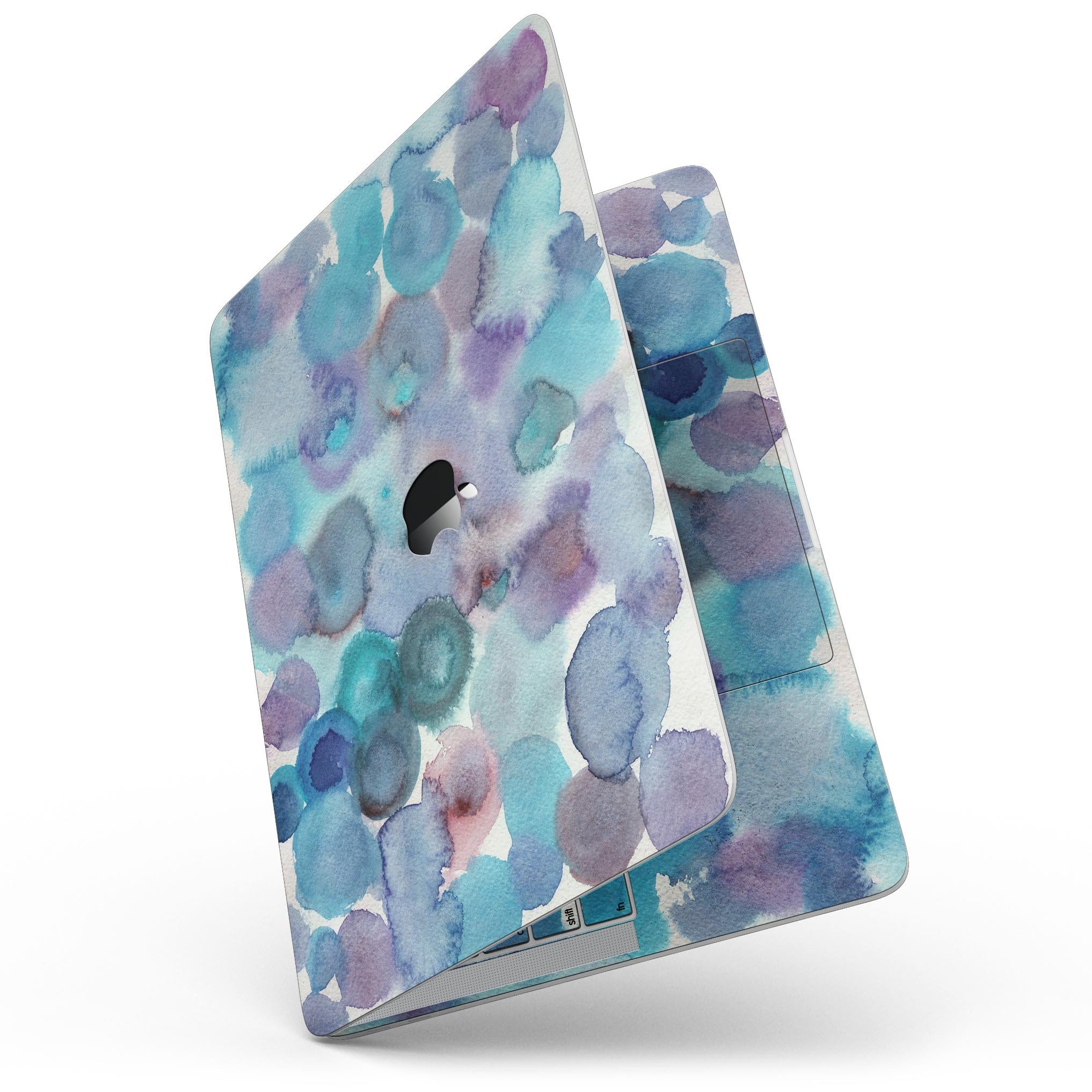 Blue 62 Absorbed Watercolor Texture skin for 13" MacBook Pro without Touch Bar, showcasing vibrant colors and artistic design.