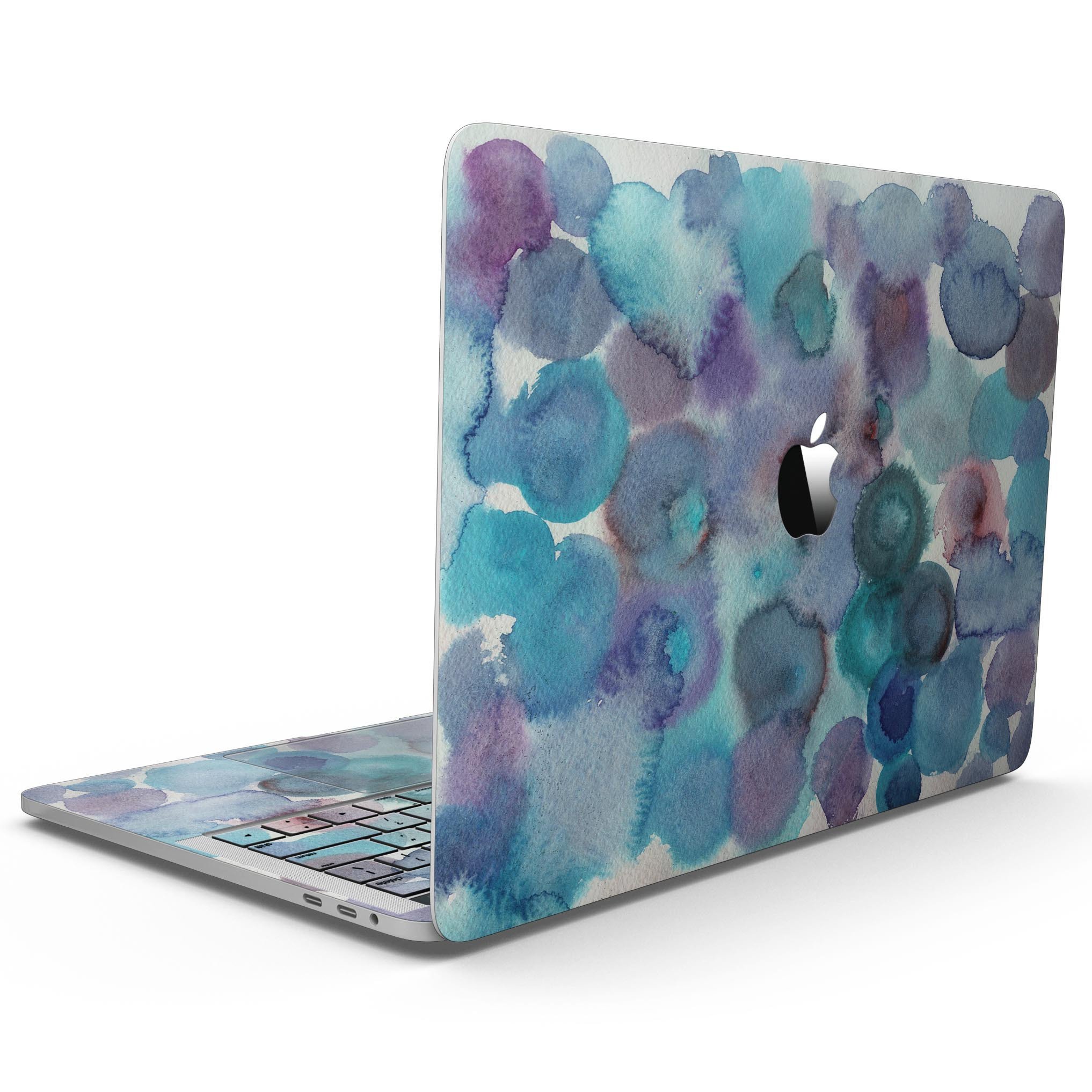 Blue 62 Absorbed Watercolor Texture skin for 13" MacBook Pro without Touch Bar, showcasing vibrant colors and artistic design.