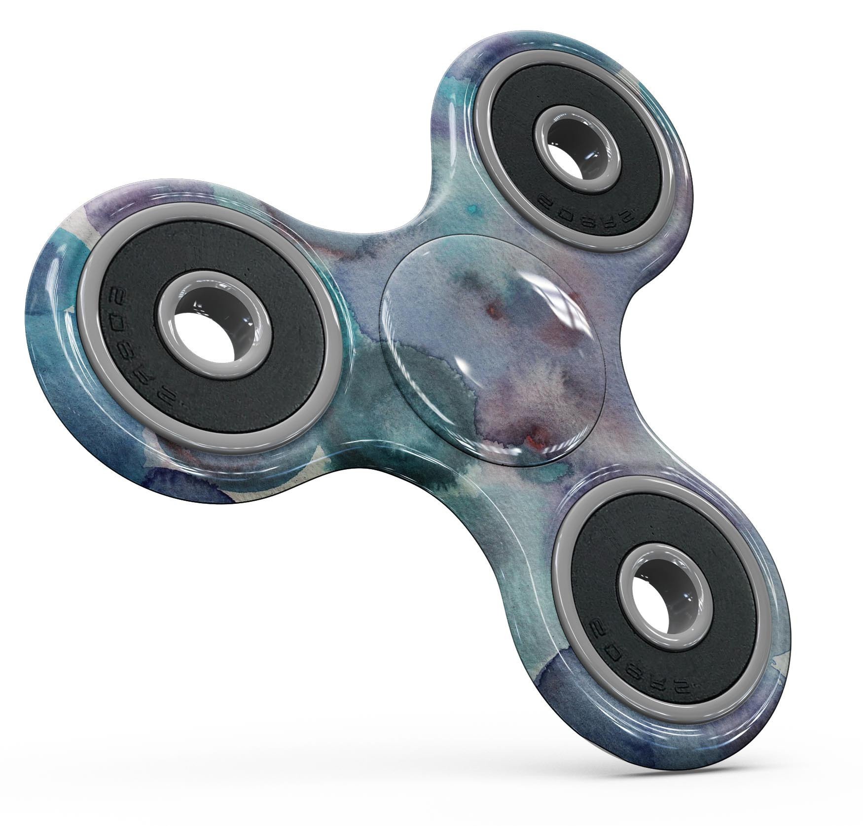 Blue 62 Absorbed Watercolor Texture Fidget Spinner Skin-Kit showcasing vibrant colors and a unique design for personalization.