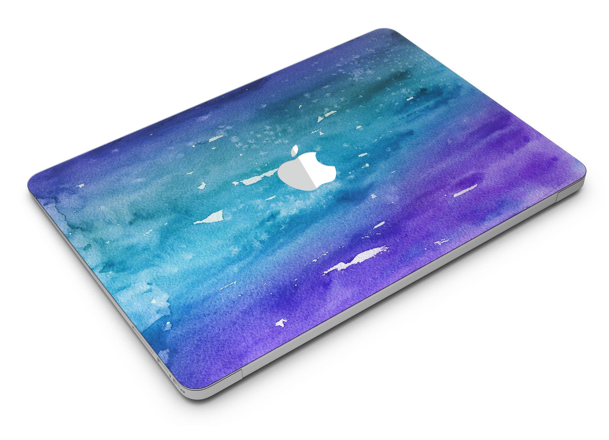 Blue 823 Absorbed Watercolor Texture MacBook Air skin, showcasing vibrant colors and a sleek design.