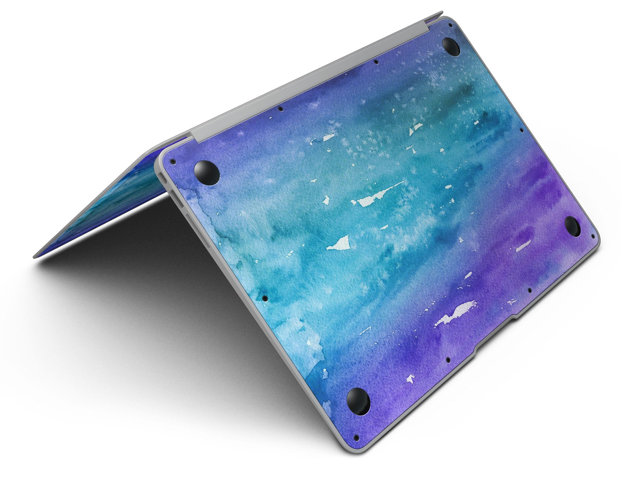 Blue 823 Absorbed Watercolor Texture MacBook Air skin, showcasing vibrant colors and a sleek design.