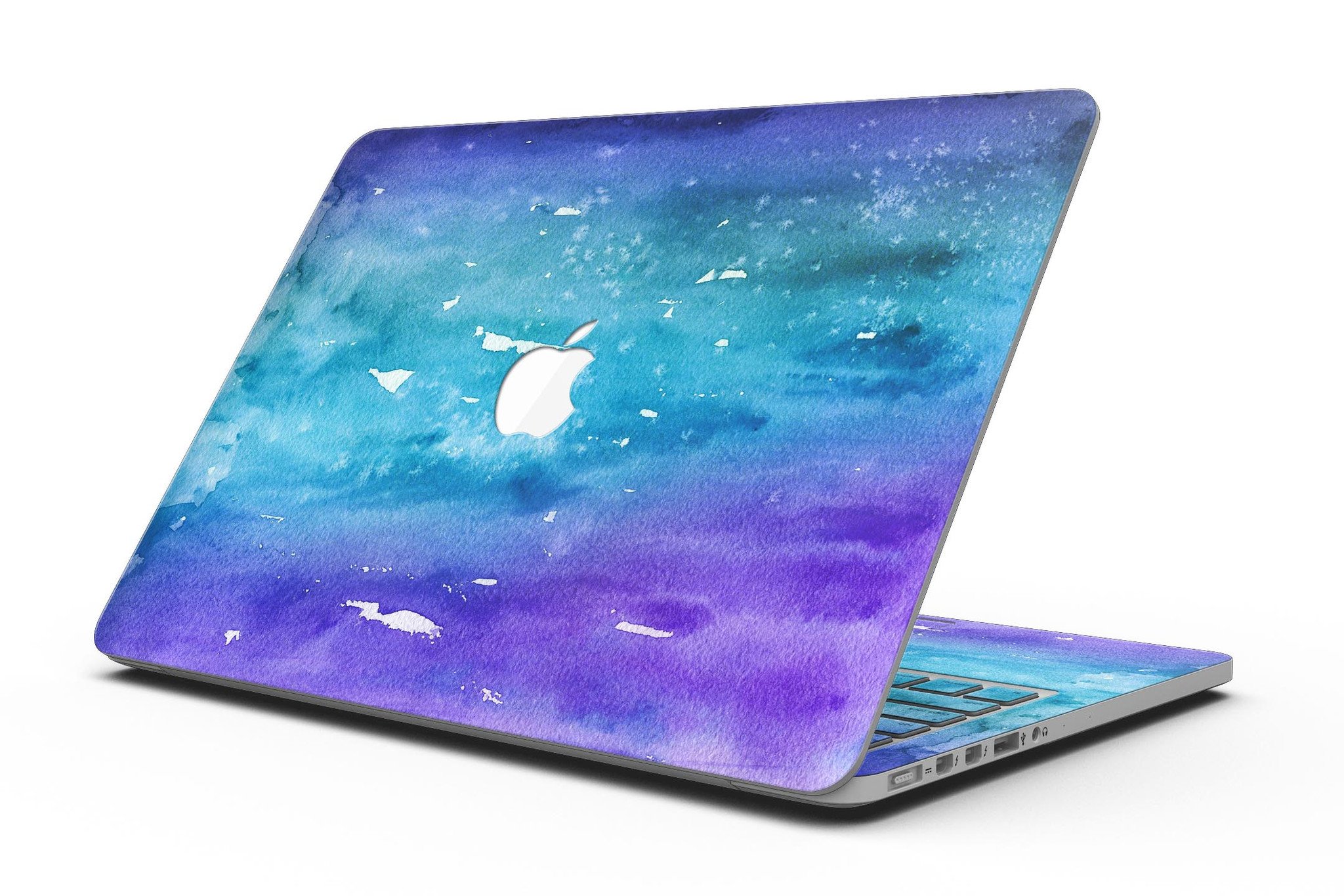 Blue 823 Absorbed Watercolor Texture skin for MacBook Pro with Retina Display, showcasing vibrant colors and a sleek design.