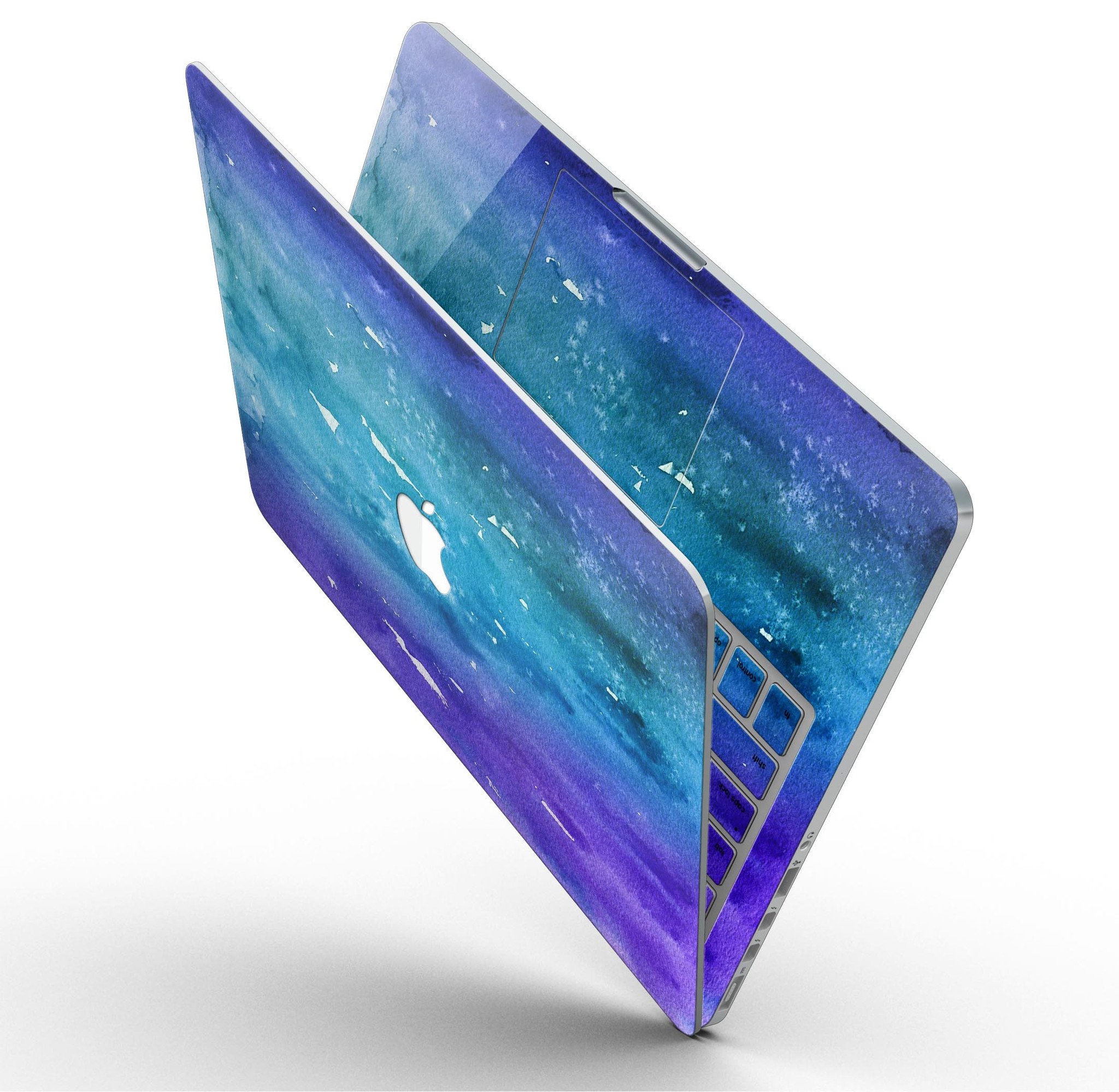 Blue 823 Absorbed Watercolor Texture skin for MacBook Pro with Retina Display, showcasing vibrant colors and a sleek design.