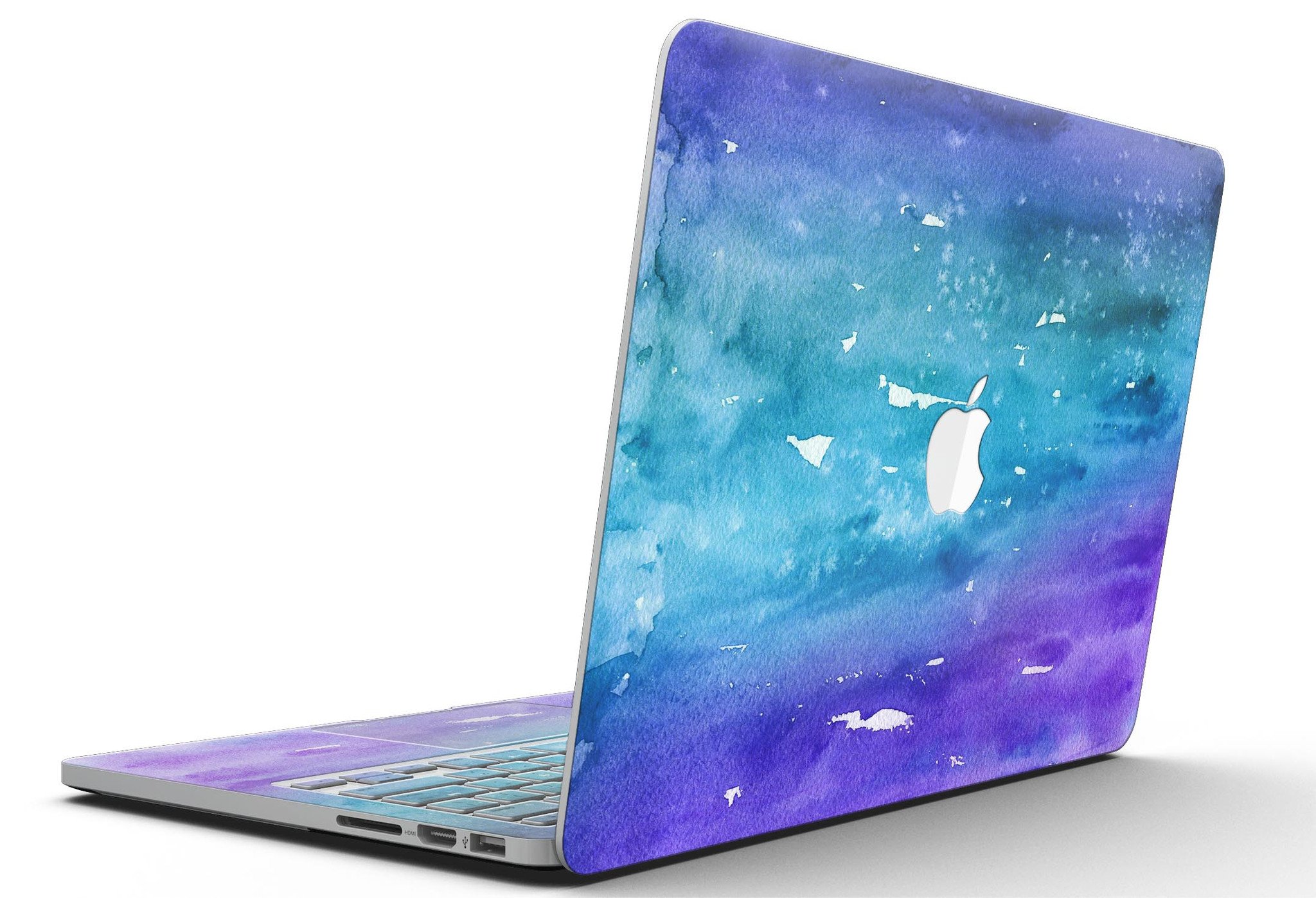 Blue 823 Absorbed Watercolor Texture skin for MacBook Pro with Retina Display, showcasing vibrant colors and a sleek design.