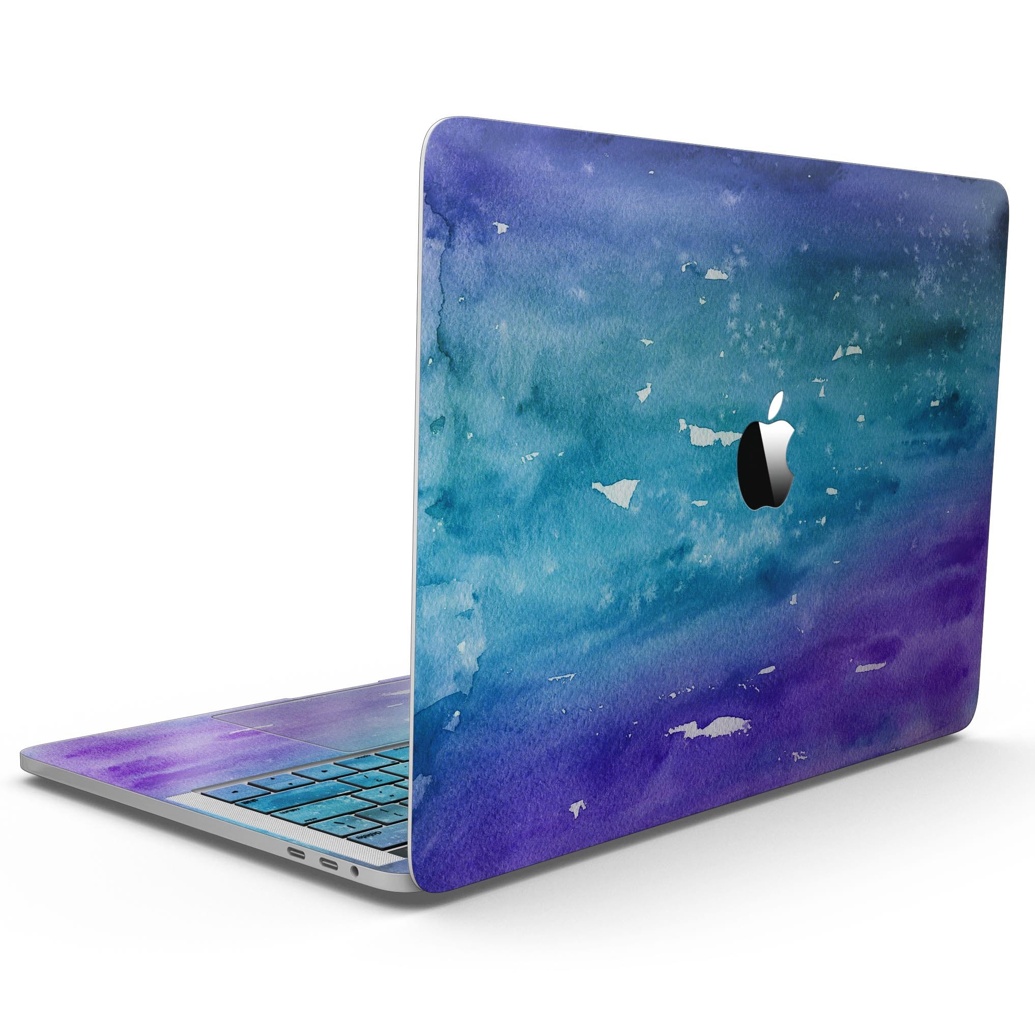 Blue 823 Absorbed Watercolor Texture skin for MacBook Pro, showcasing vibrant colors and artistic design.