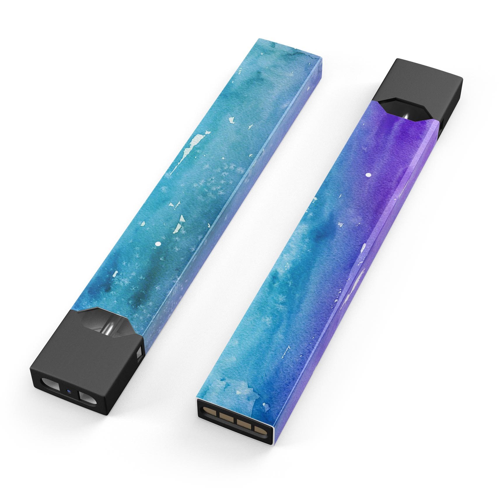 Blue 823 Absorbed Watercolor Texture decal for JUUL device, showcasing vibrant colors and a protective design.