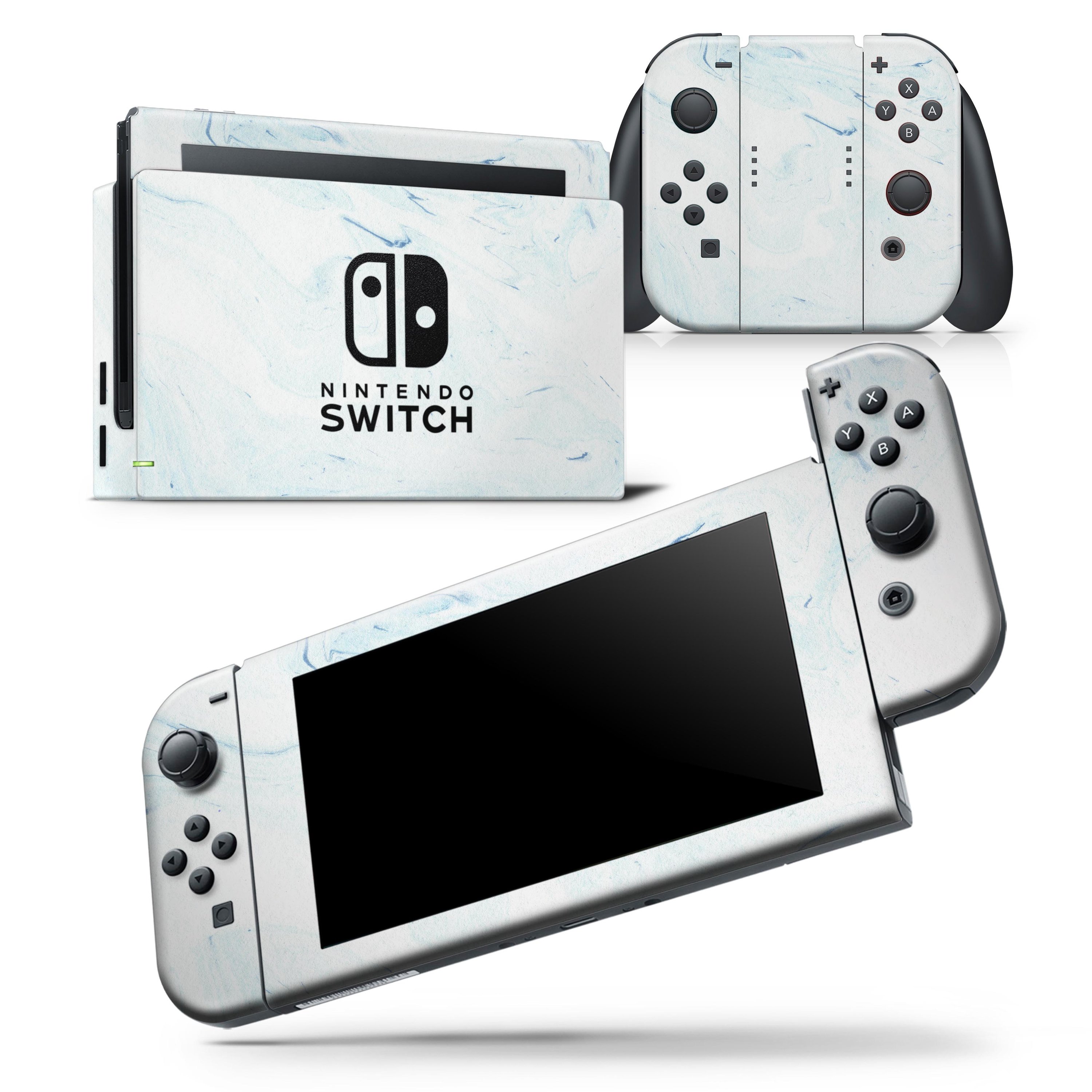 Blue 87 Textured Marble skin wrap decal for Nintendo Switch Lite, showcasing a stylish design that fits snugly on the console and controllers.