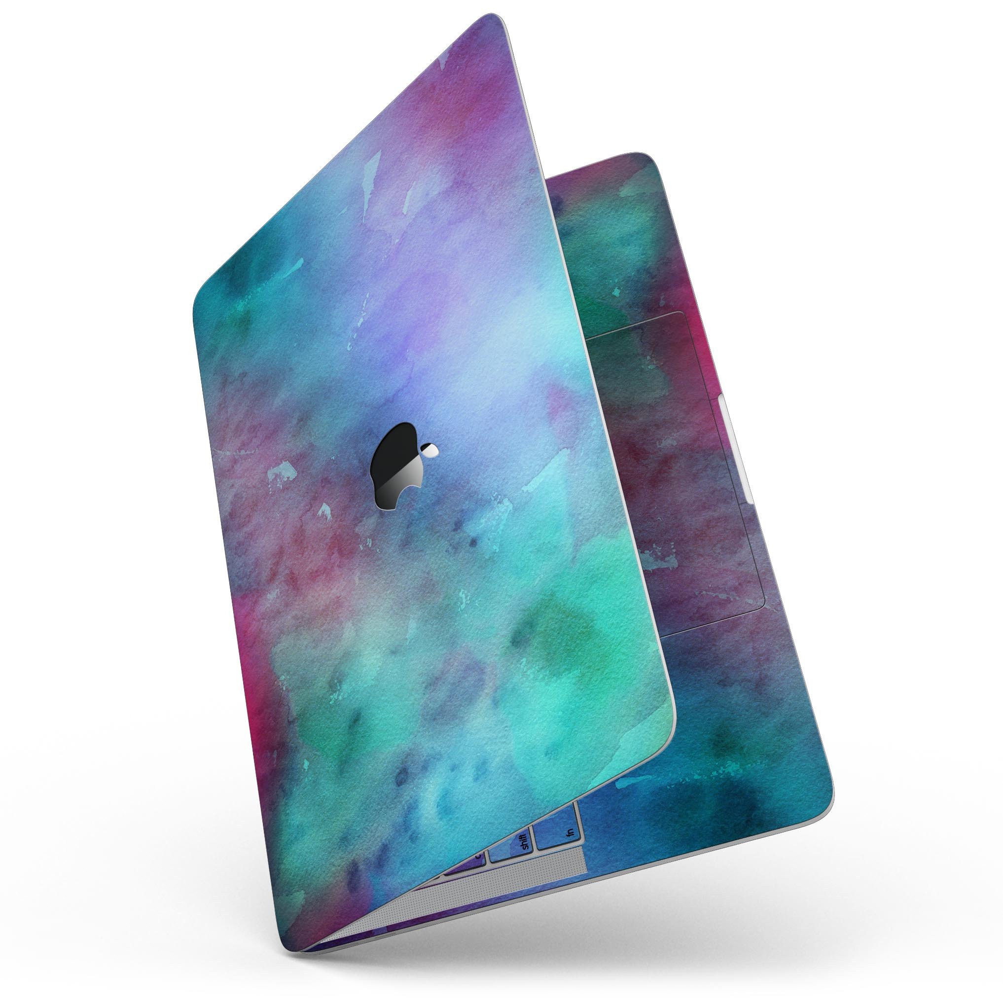 Blue 89608 Absorbed Watercolor Texture skin for 13" MacBook Pro without Touch Bar, showcasing vibrant colors and artistic design.