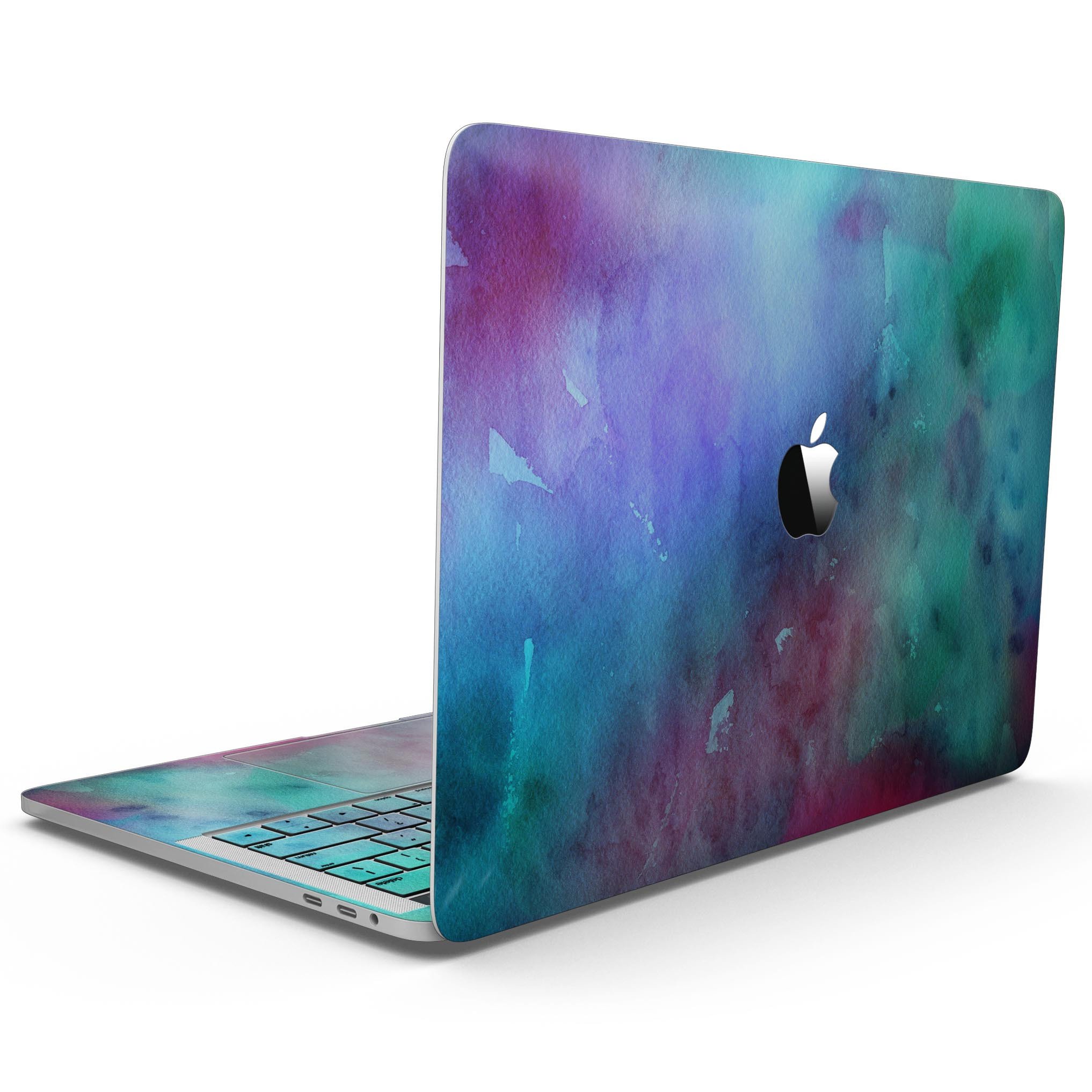 Blue 89608 Absorbed Watercolor Texture skin for 13" MacBook Pro without Touch Bar, showcasing vibrant colors and artistic design.