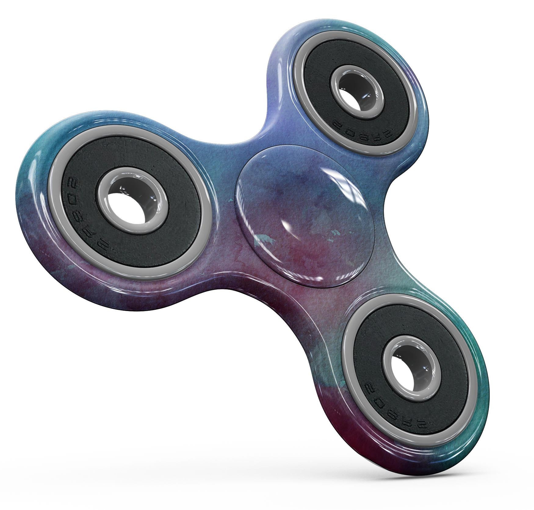 Blue 89608 Absorbed Watercolor Texture skin for fidget spinner, showcasing vibrant colors and a smooth finish.