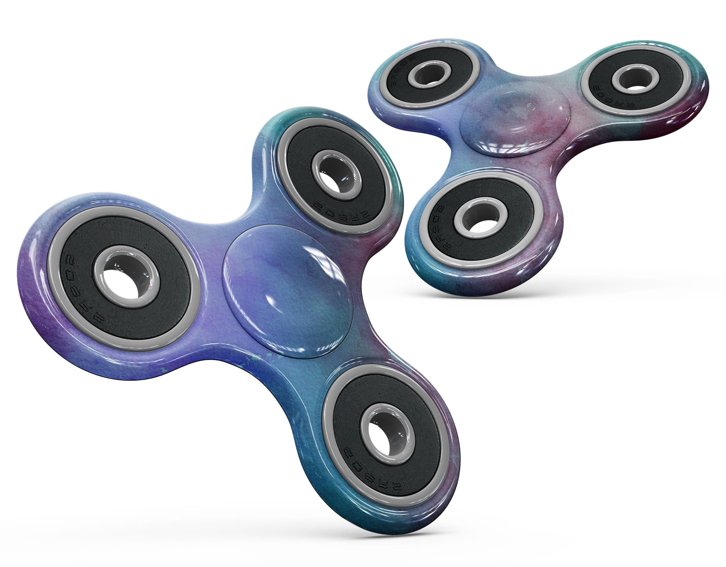 Blue 89608 Absorbed Watercolor Texture skin for fidget spinner, showcasing vibrant colors and a smooth finish.