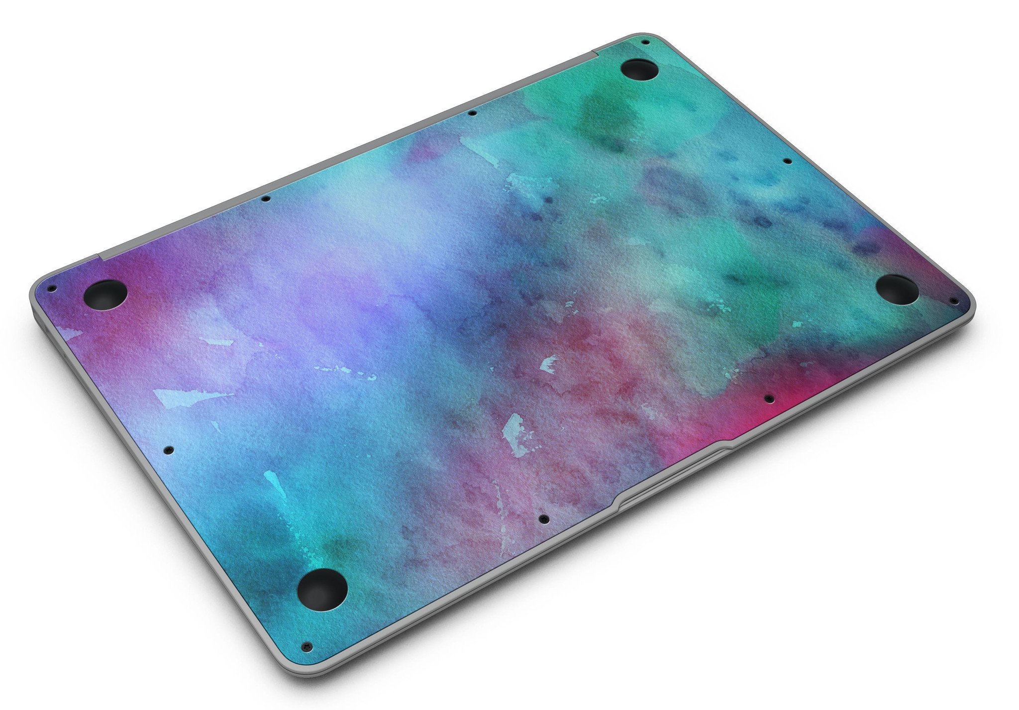 Blue 89608 Absorbed Watercolor Texture skin for MacBook Air, showcasing vibrant watercolor design on a sleek device.