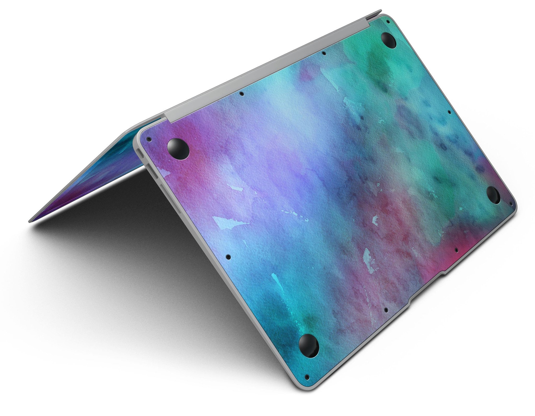 Blue 89608 Absorbed Watercolor Texture skin for MacBook Air, showcasing vibrant watercolor design on a sleek device.