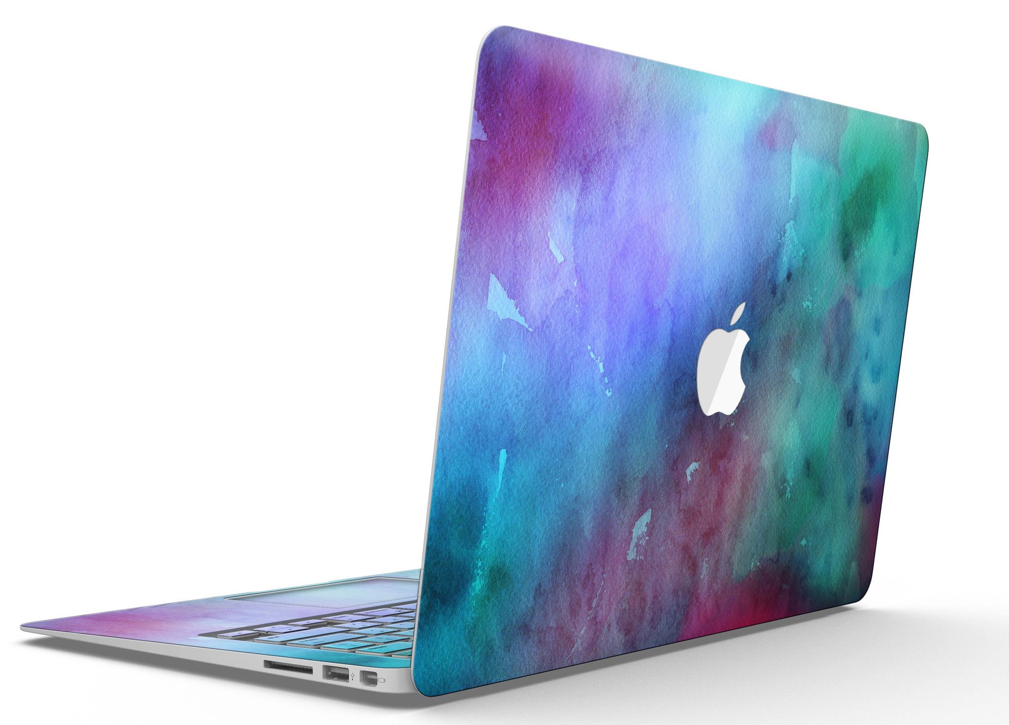 Blue 89608 Absorbed Watercolor Texture skin for MacBook Air, showcasing vibrant watercolor design on a sleek device.