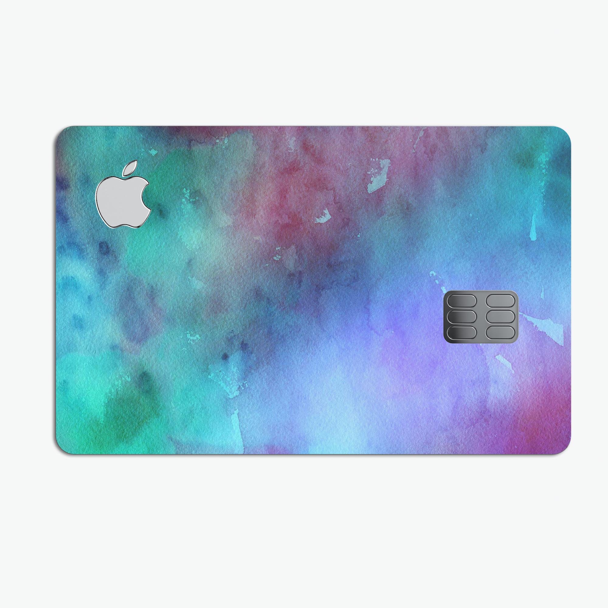 Blue 89608 Absorbed Watercolor Texture decal on an Apple Card, showcasing its vibrant design and premium quality.