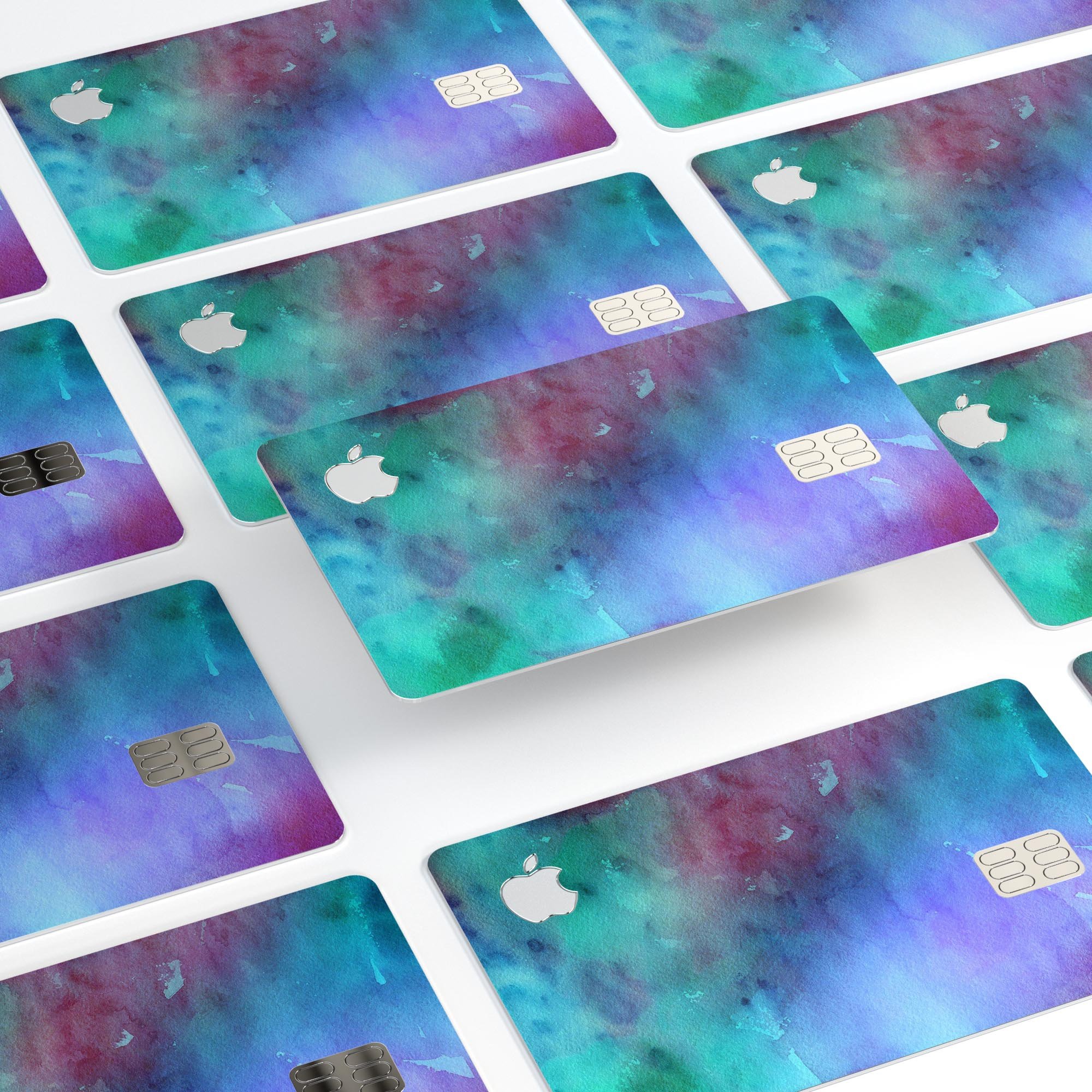 Blue 89608 Absorbed Watercolor Texture decal on an Apple Card, showcasing its vibrant design and premium quality.