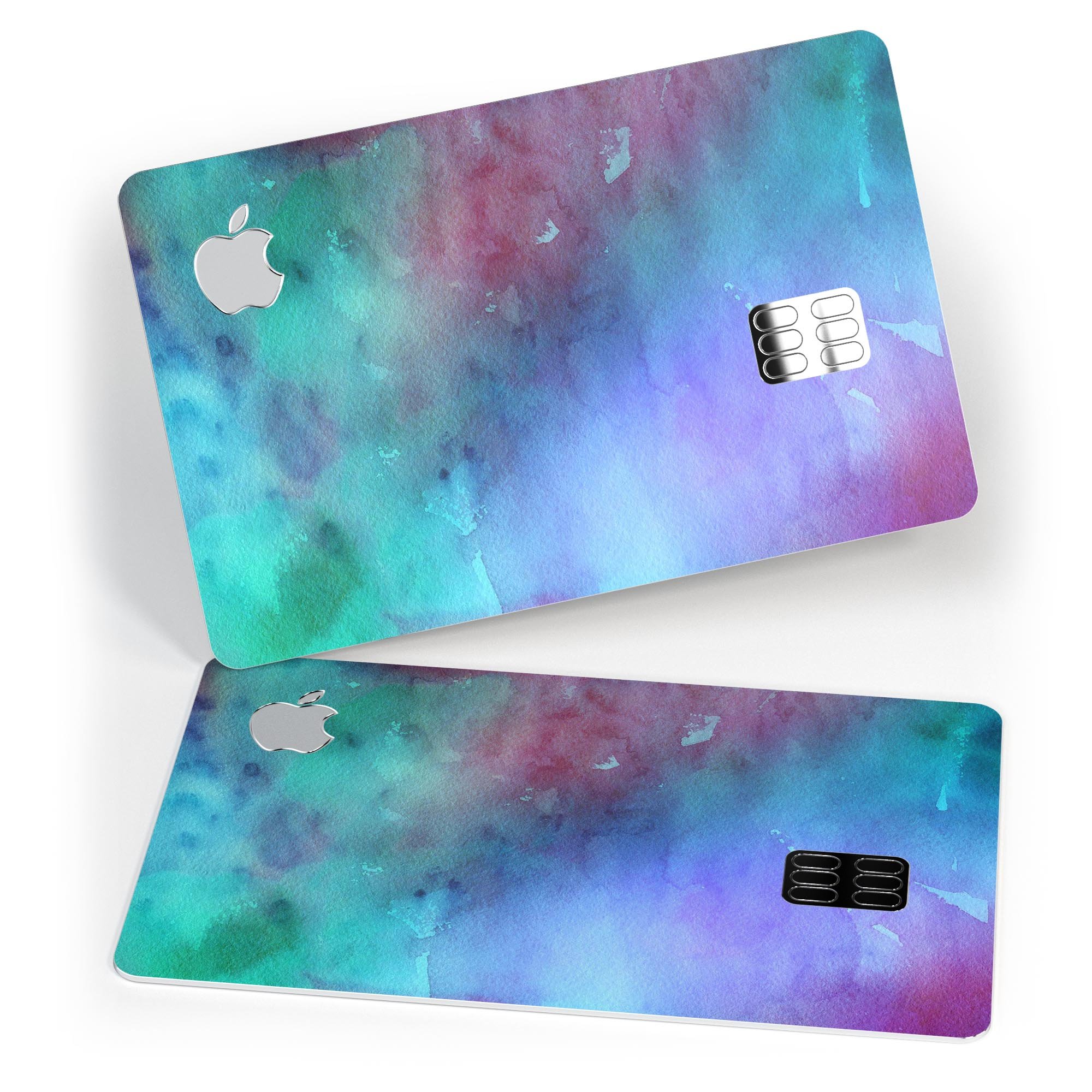 Blue 89608 Absorbed Watercolor Texture decal on an Apple Card, showcasing its vibrant design and premium quality.