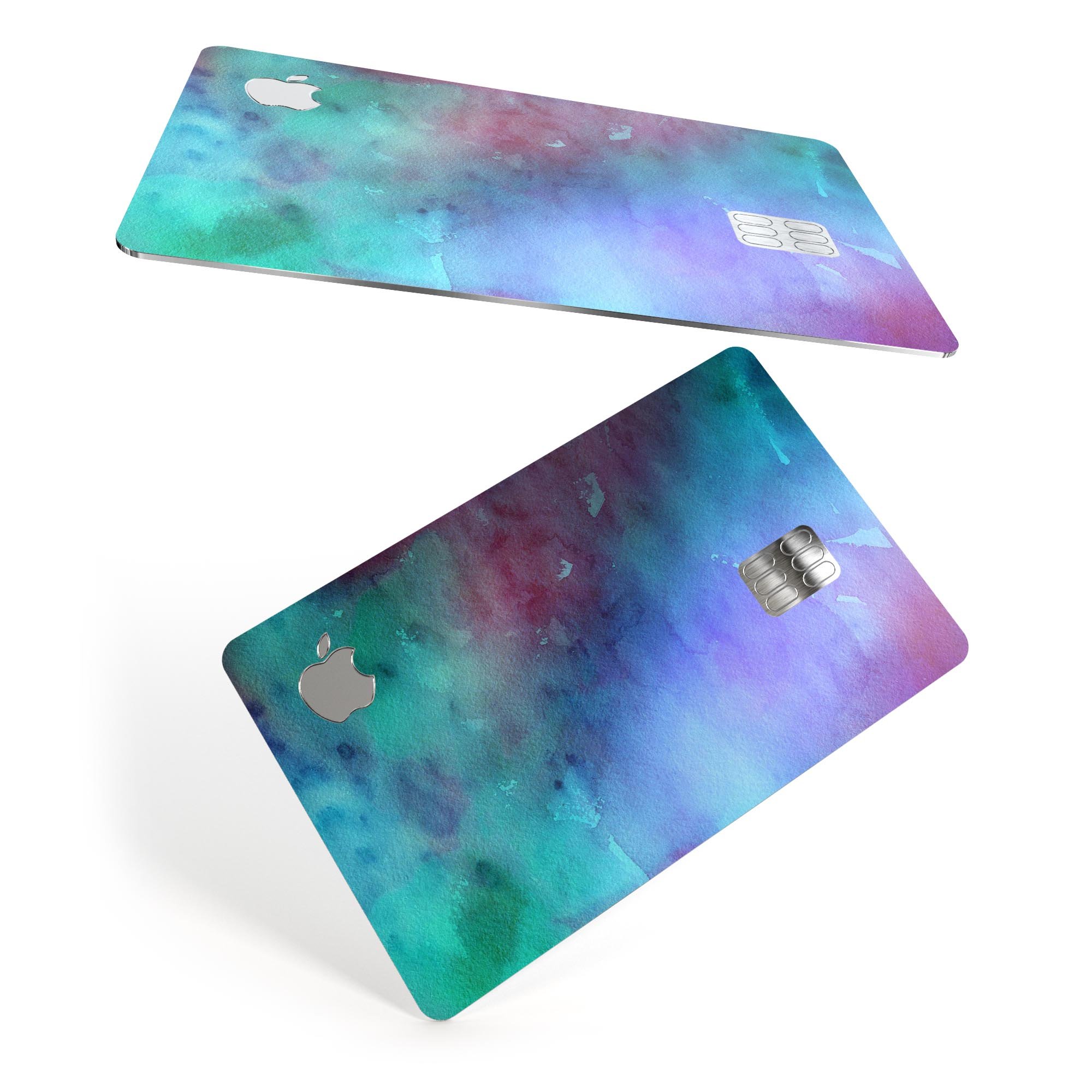 Blue 89608 Absorbed Watercolor Texture decal on an Apple Card, showcasing its vibrant design and premium quality.