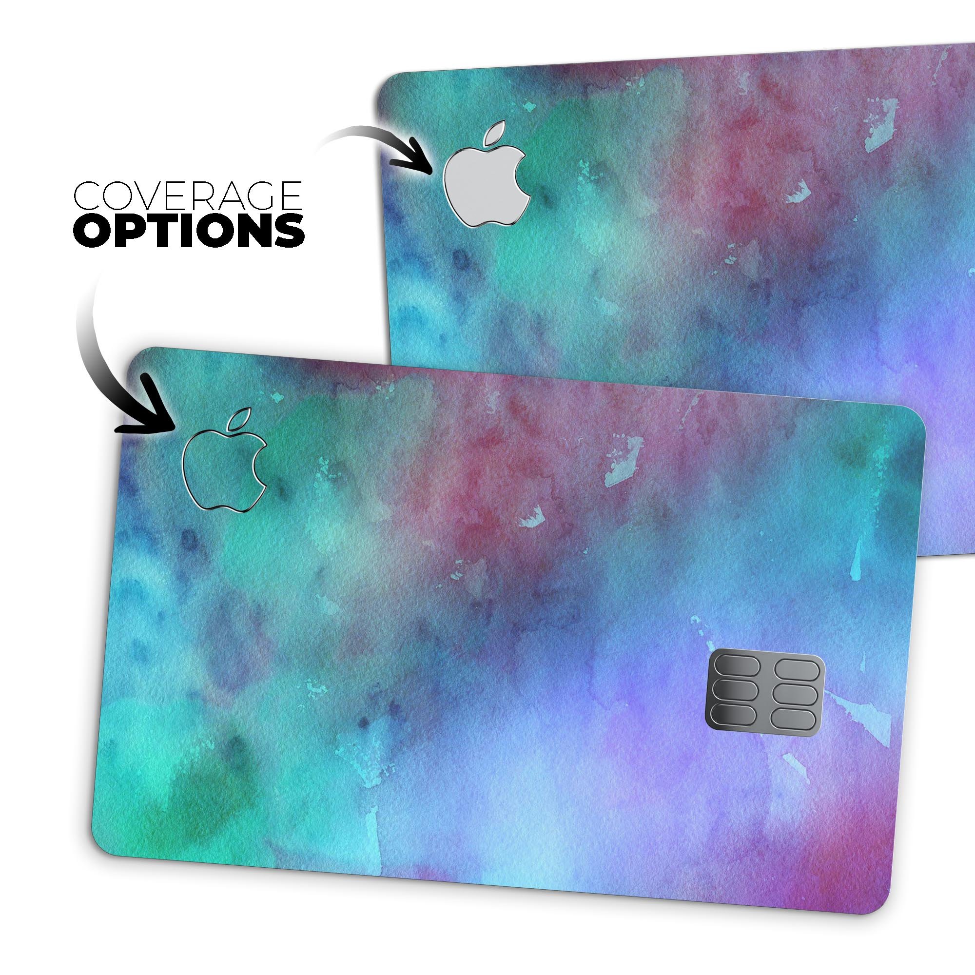 Blue 89608 Absorbed Watercolor Texture decal on an Apple Card, showcasing its vibrant design and premium quality.