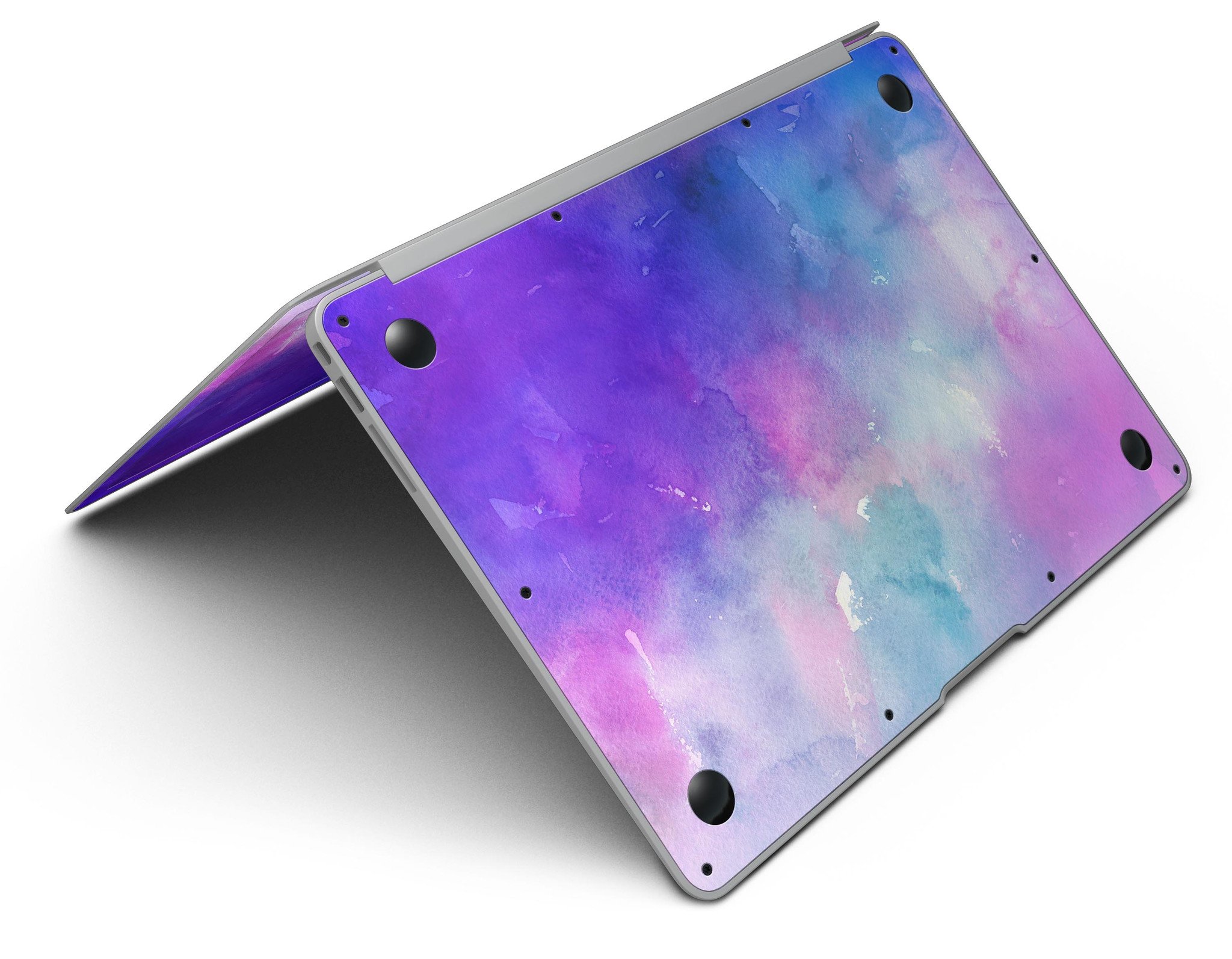 Blue 972 Absorbed Watercolor Texture skin for MacBook Air, showcasing vibrant colors and a sleek design.