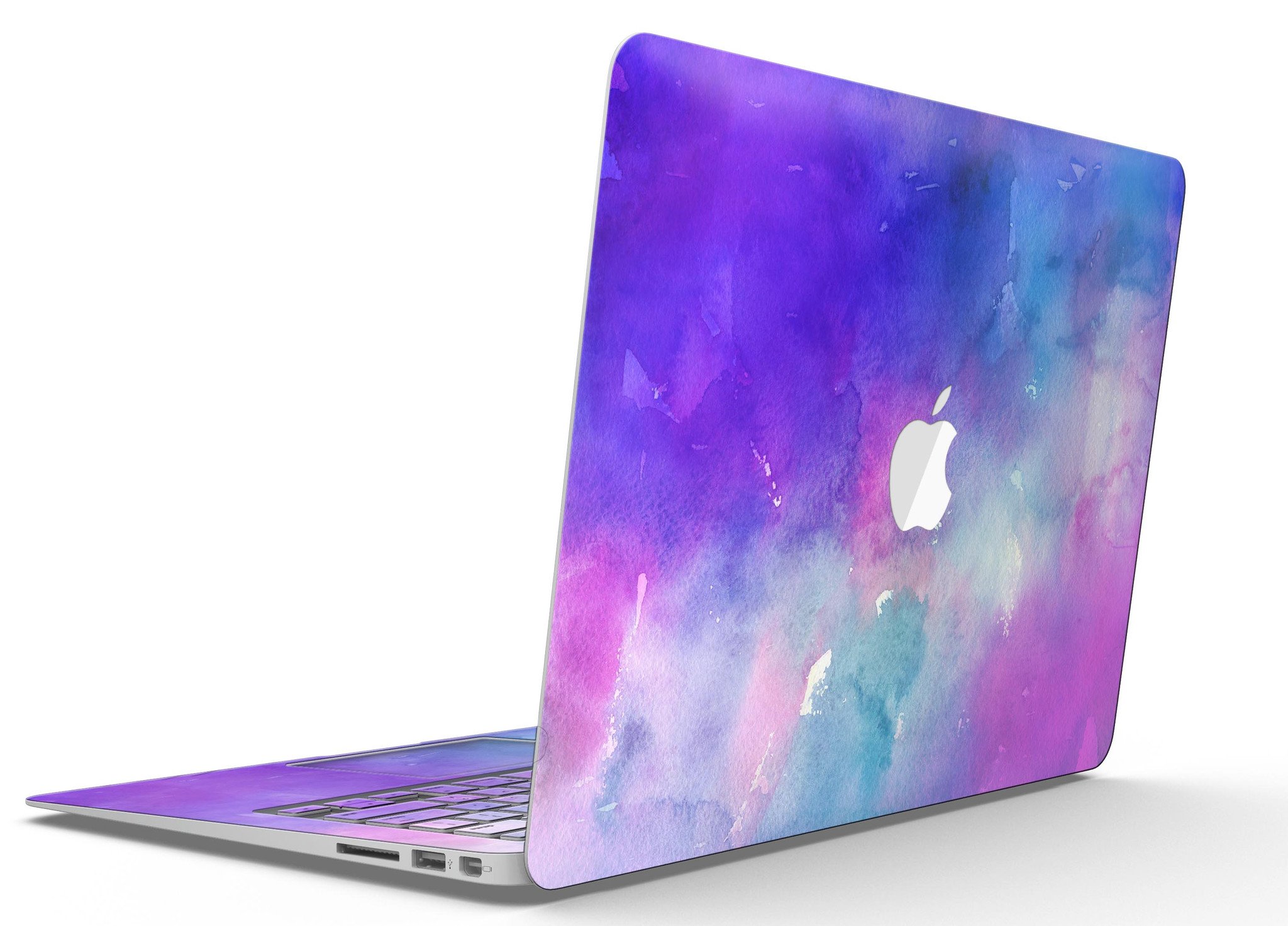 Blue 972 Absorbed Watercolor Texture skin for MacBook Air, showcasing vibrant colors and a sleek design.