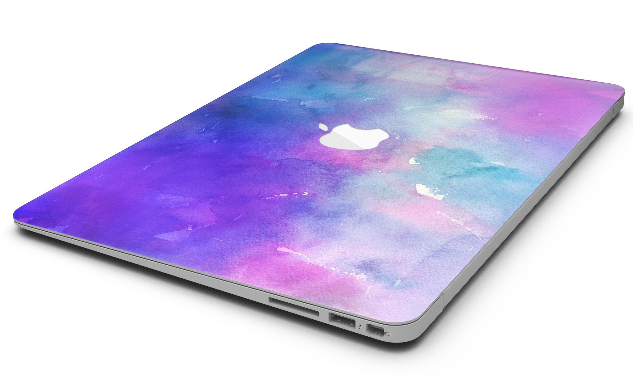 Blue 972 Absorbed Watercolor Texture skin for MacBook Air, showcasing vibrant colors and a sleek design.