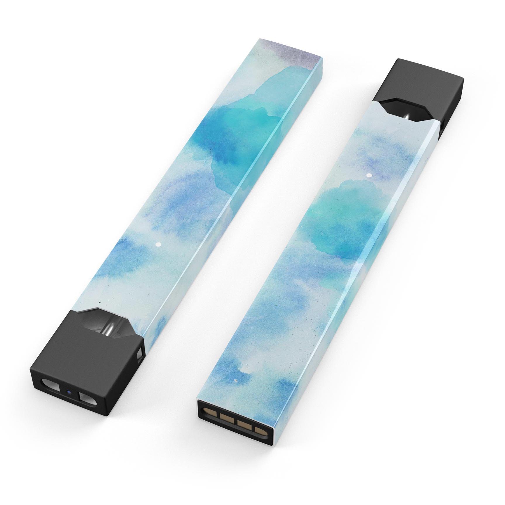 Blue 98 Absorbed Watercolor Texture decal for JUUL vaping device, showcasing vibrant colors and a protective finish.