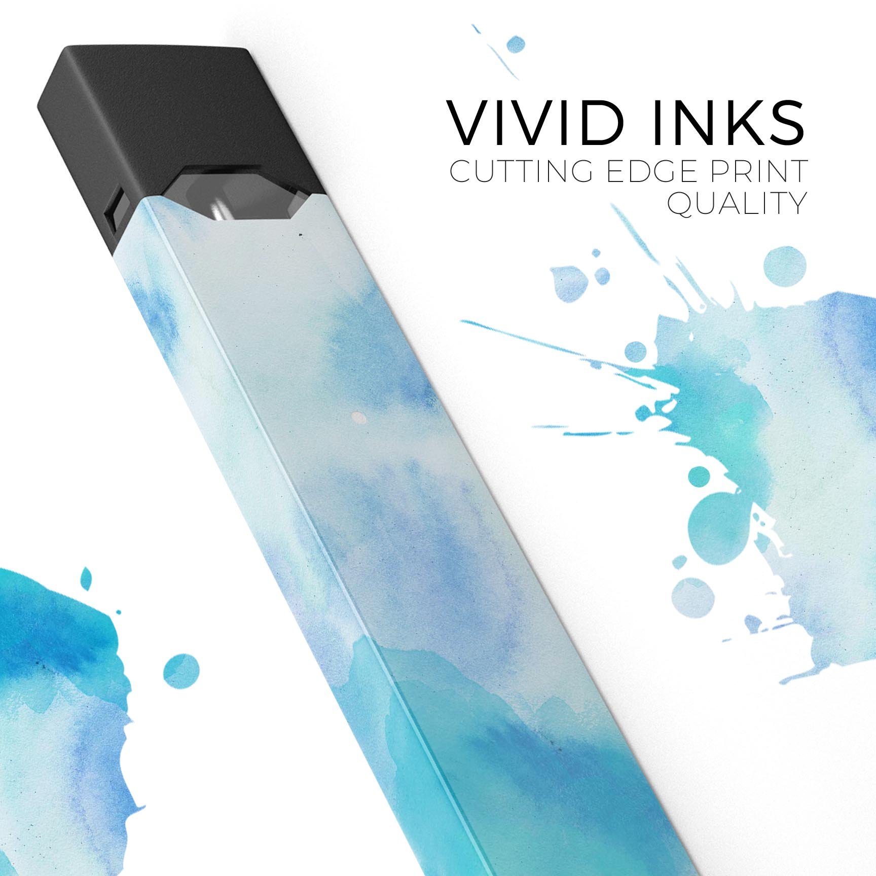 Blue 98 Absorbed Watercolor Texture decal for JUUL vaping device, showcasing vibrant colors and a protective finish.