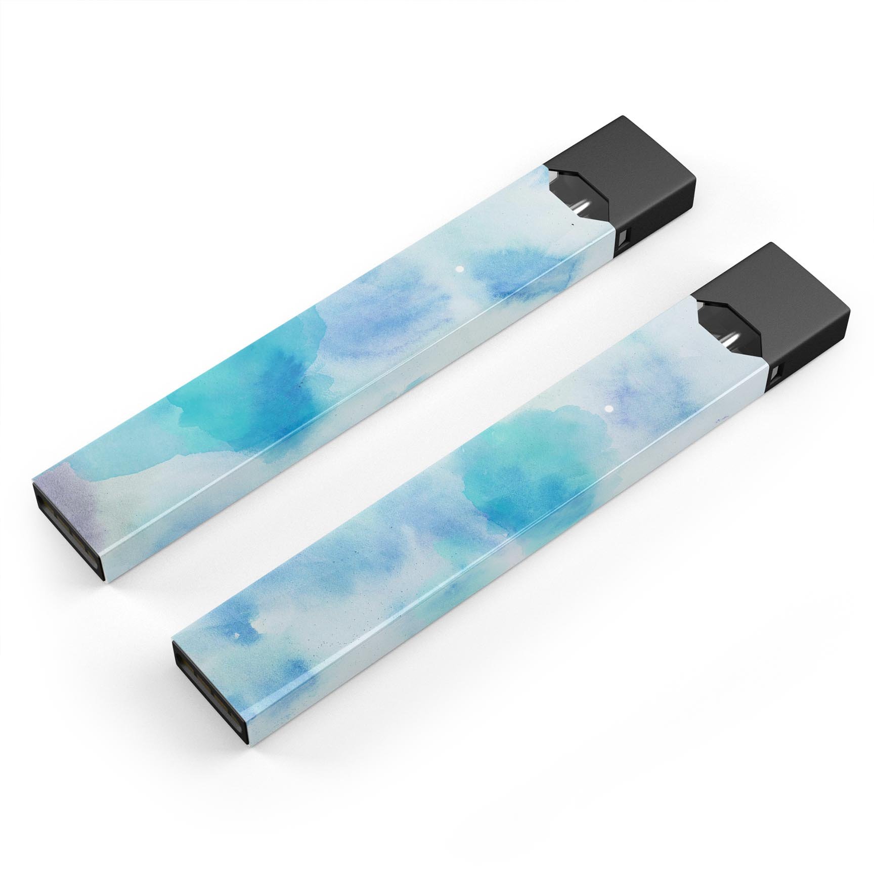 Blue 98 Absorbed Watercolor Texture decal for JUUL vaping device, showcasing vibrant colors and a protective finish.