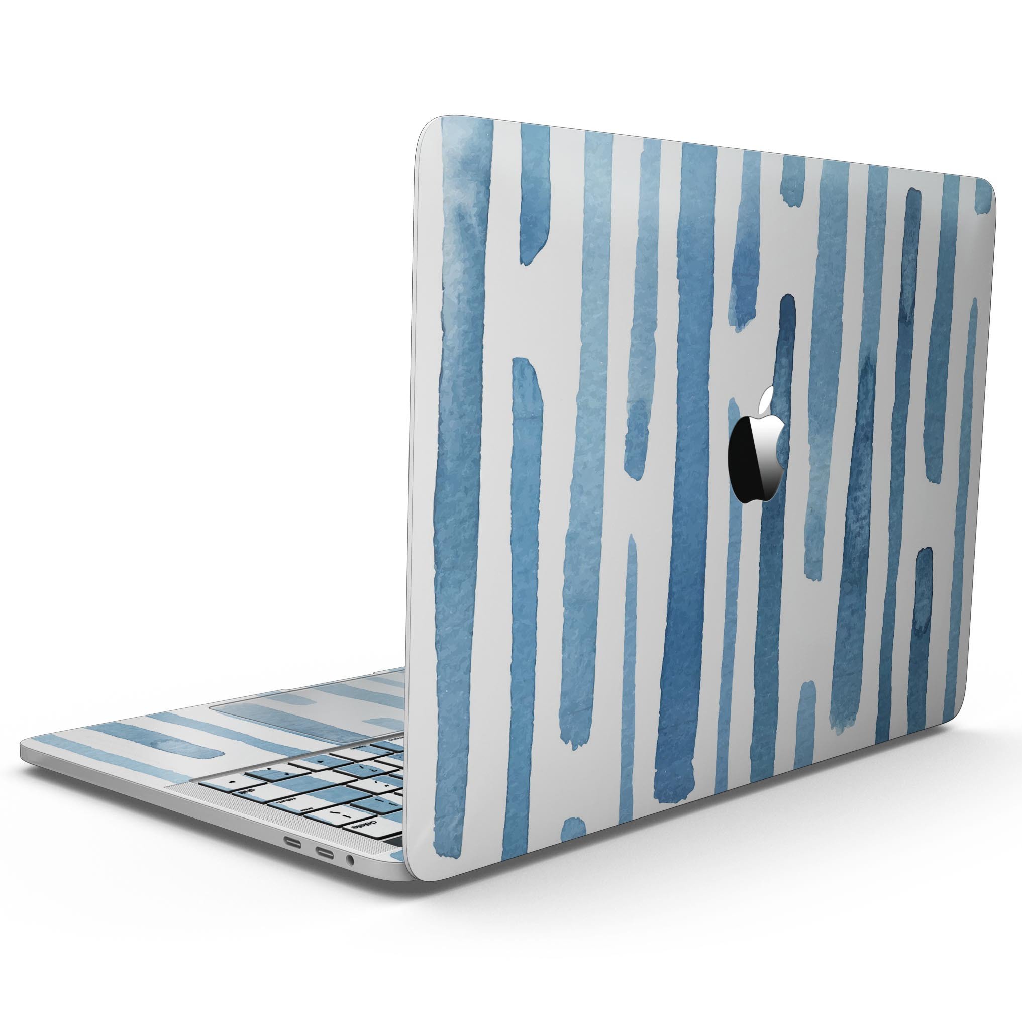 Blue Abstract WaterColor Strokes skin for MacBook Pro with Touch Bar, showcasing vibrant colors and artistic design.