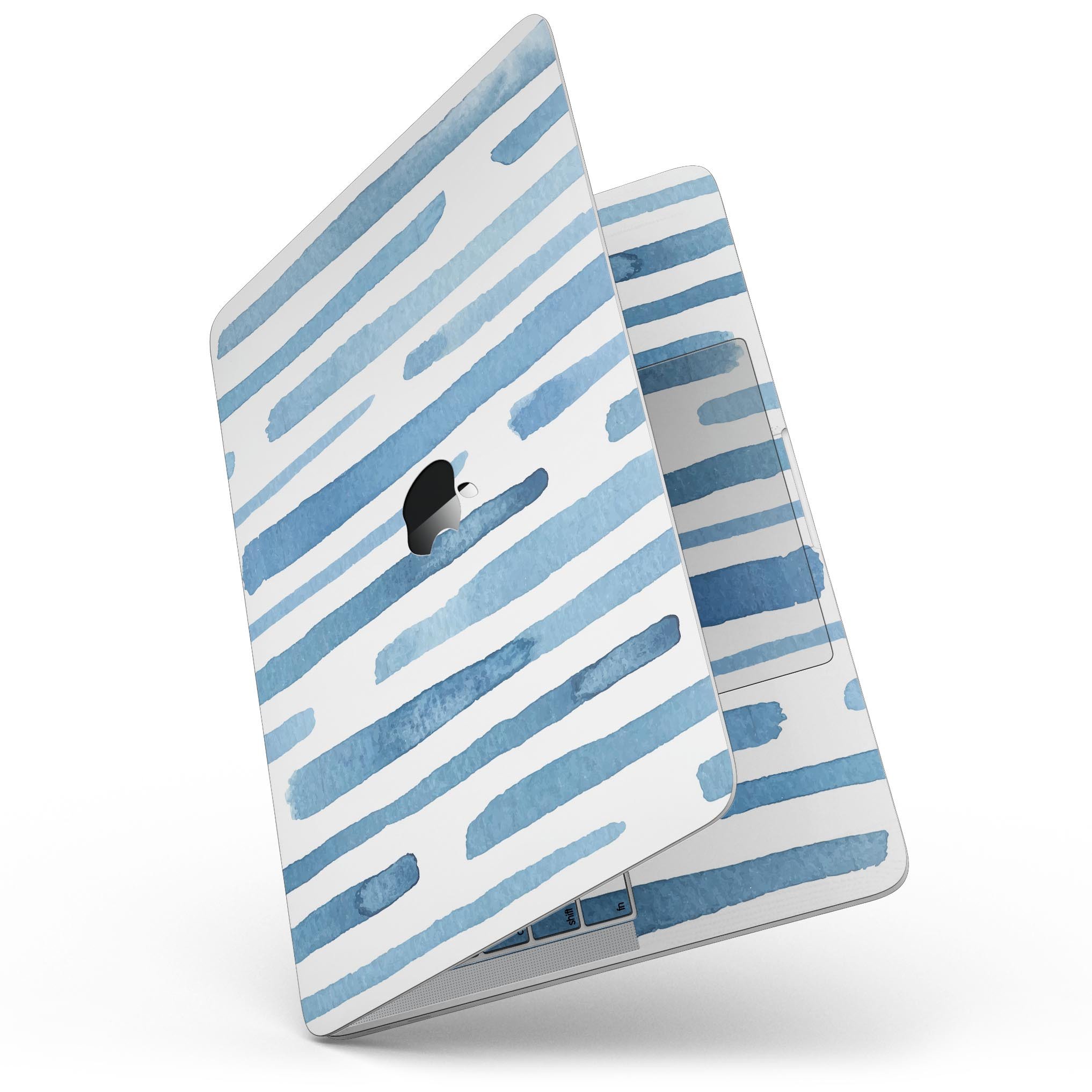 Blue Abstract WaterColor Strokes skin for MacBook Pro with Touch Bar, showcasing vibrant colors and artistic design.