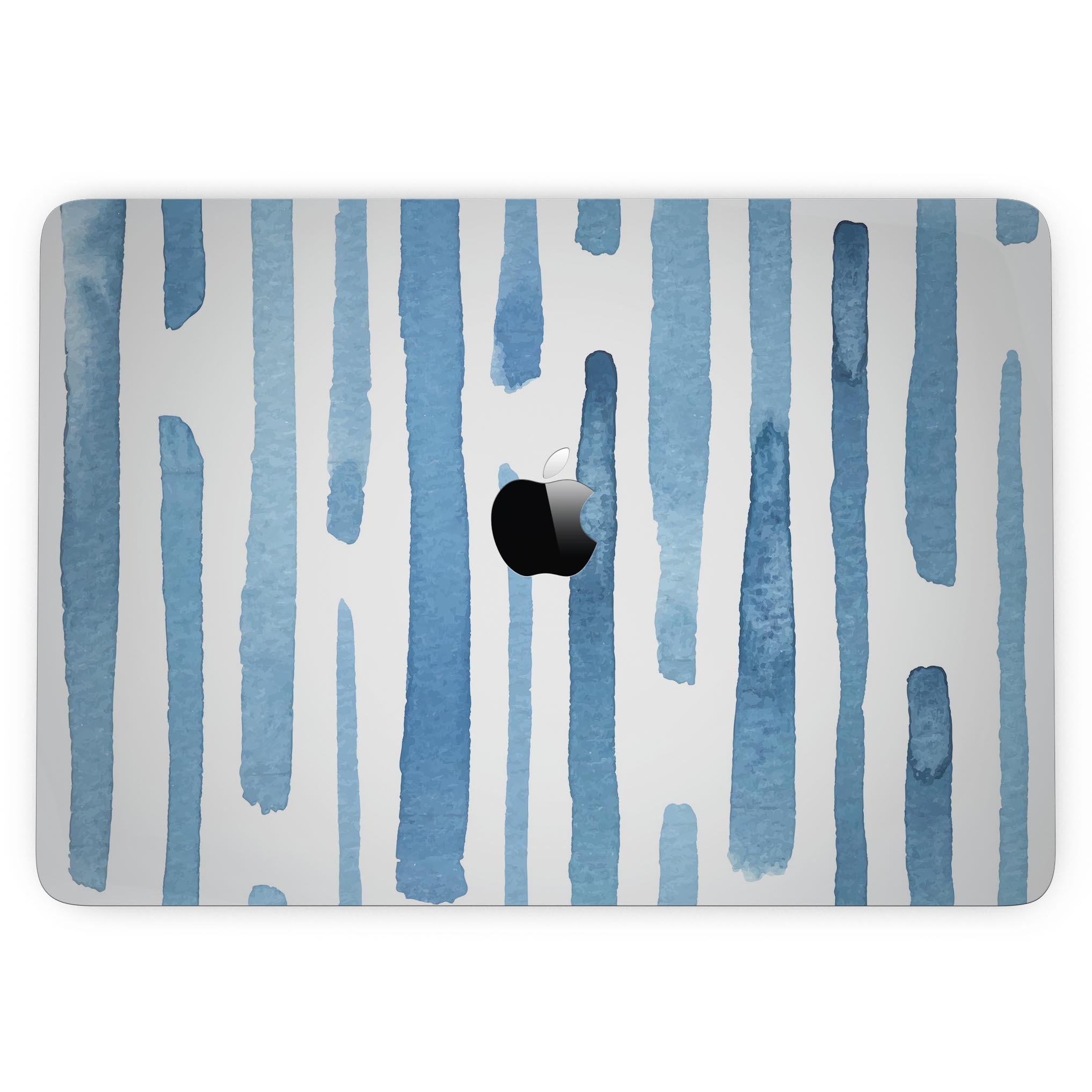 Blue Abstract WaterColor Strokes skin for MacBook Pro with Touch Bar, showcasing vibrant colors and artistic design.