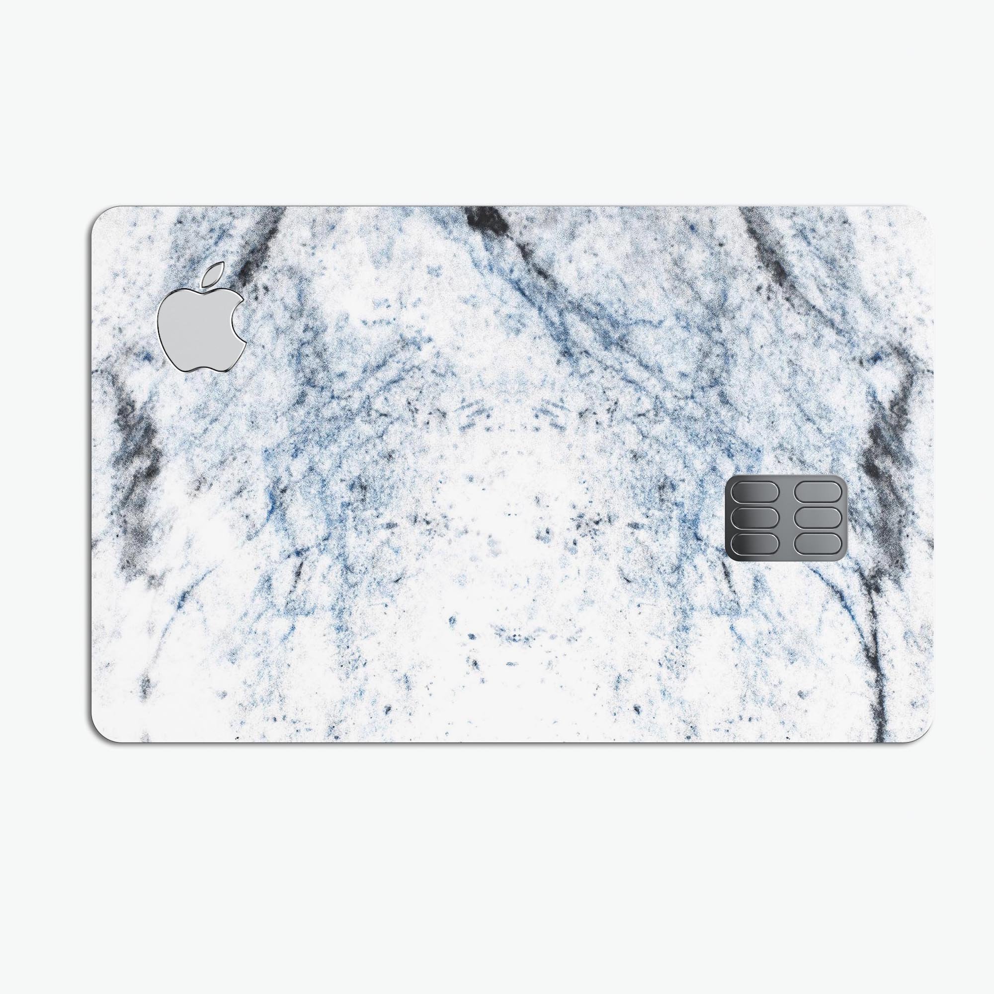 Blue and Black Grunge skin for Apple Card on a white marble surface, showcasing its stylish design and premium quality.