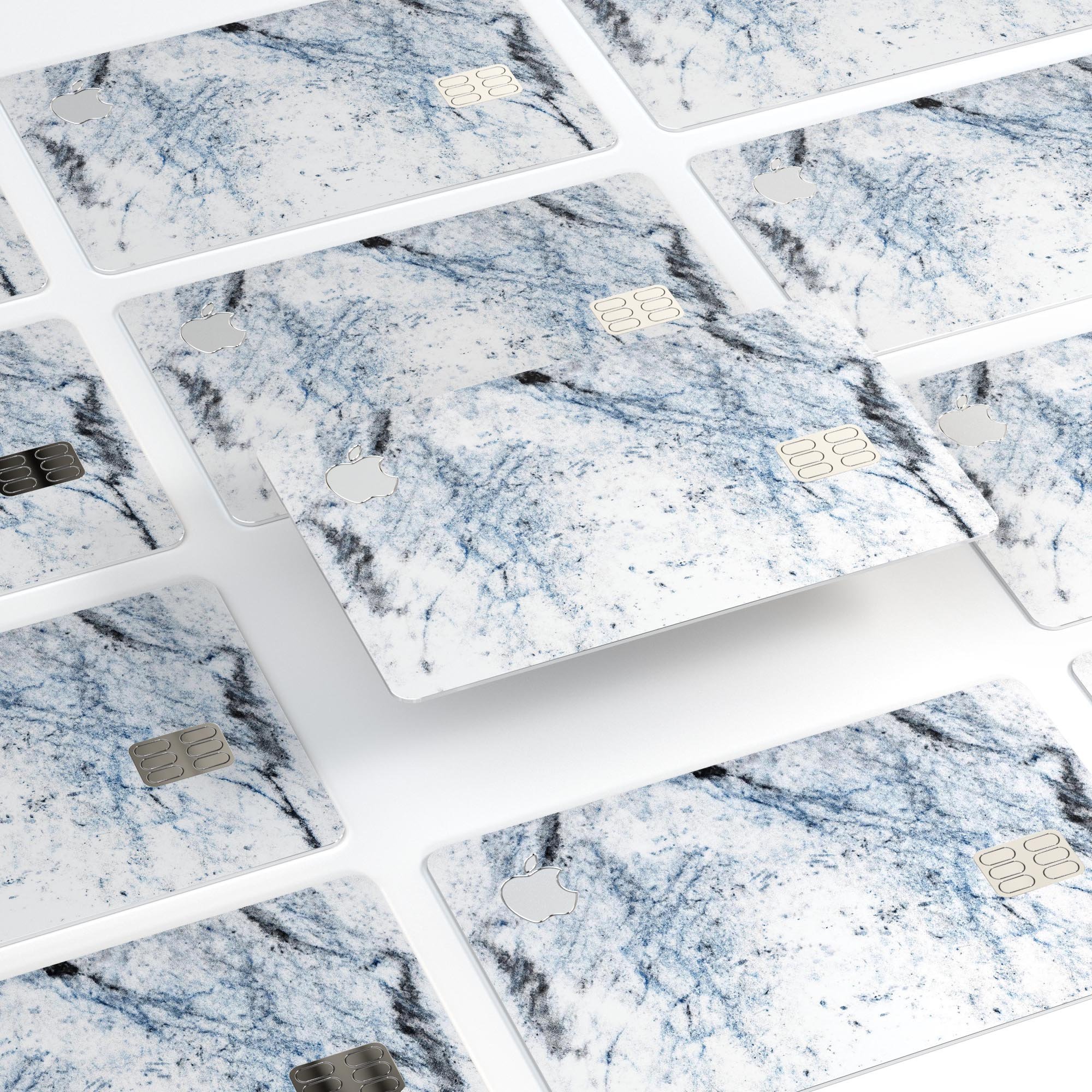 Blue and Black Grunge skin for Apple Card on a white marble surface, showcasing its stylish design and premium quality.