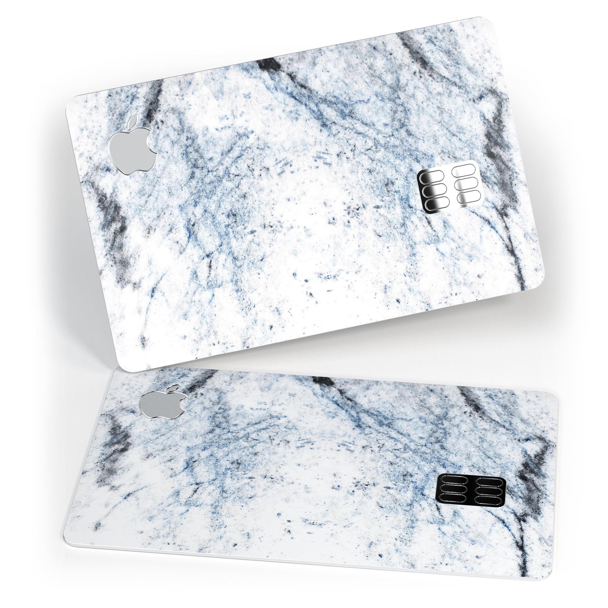 Blue and Black Grunge skin for Apple Card on a white marble surface, showcasing its stylish design and premium quality.