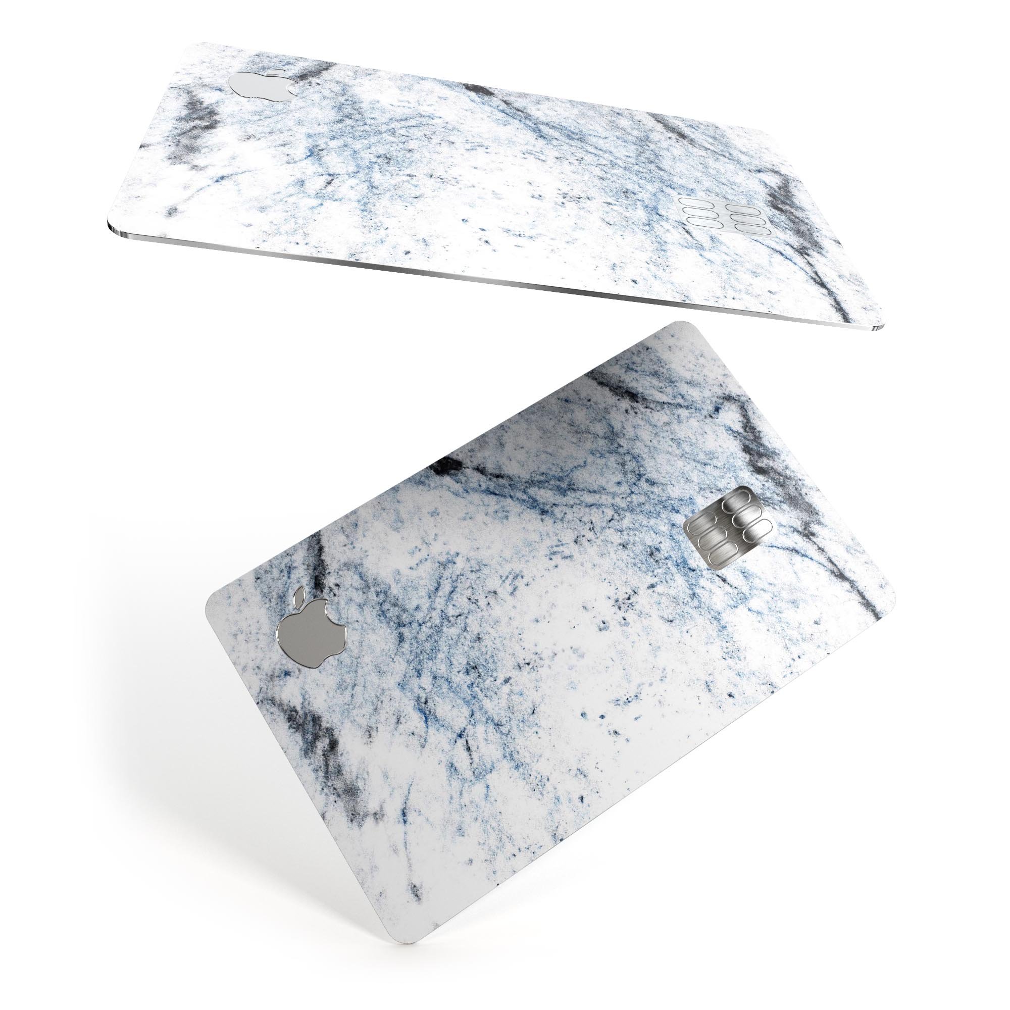 Blue and Black Grunge skin for Apple Card on a white marble surface, showcasing its stylish design and premium quality.