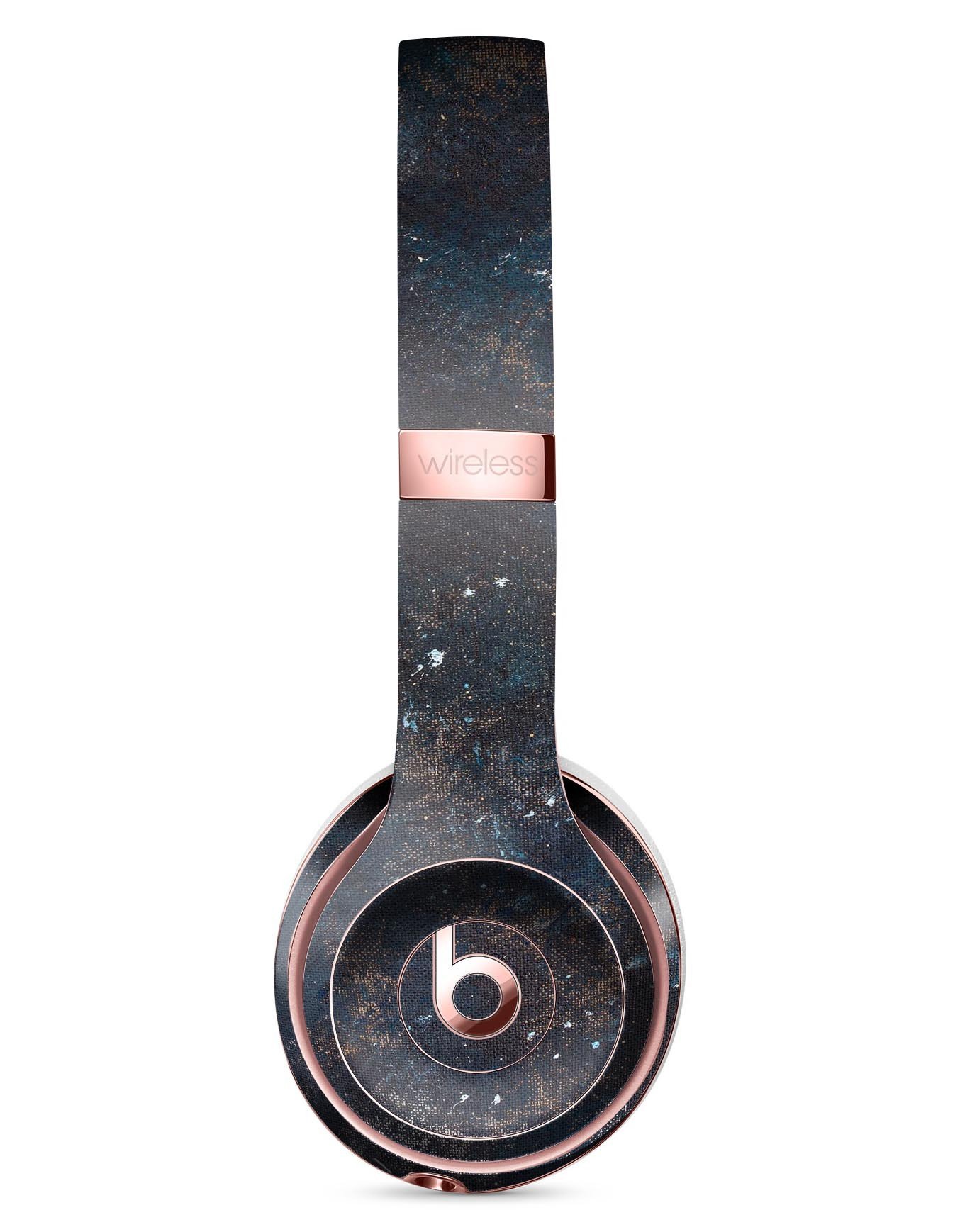 Blue and Gold Grunge Splatter Skin Kit for Beats by Dre Solo 3 Wireless Headphones, showcasing vibrant colors and unique design.