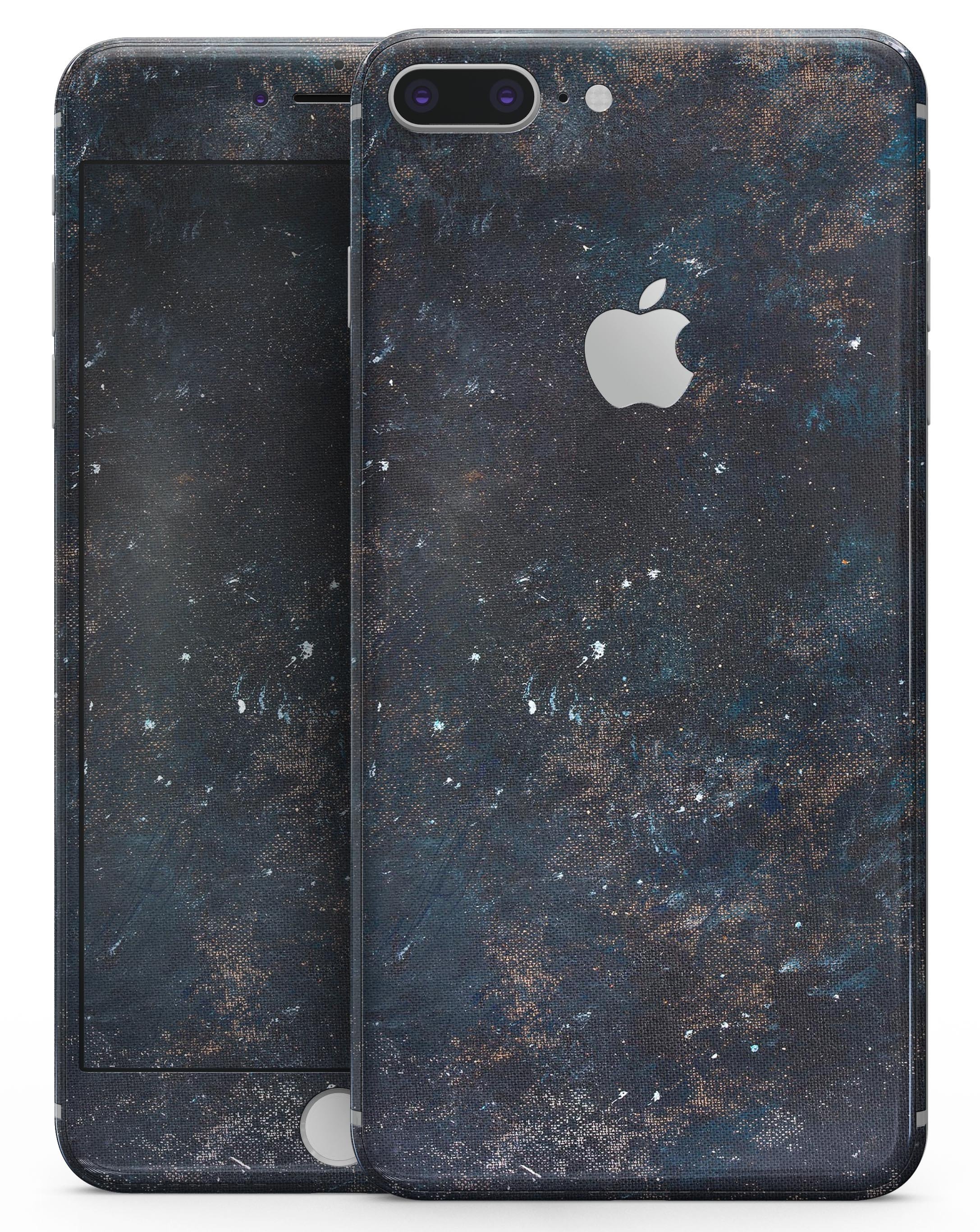 Blue and Gold Grunge Splatter skin for iPhone 8 and 8 Plus, showcasing vibrant colors and unique design.