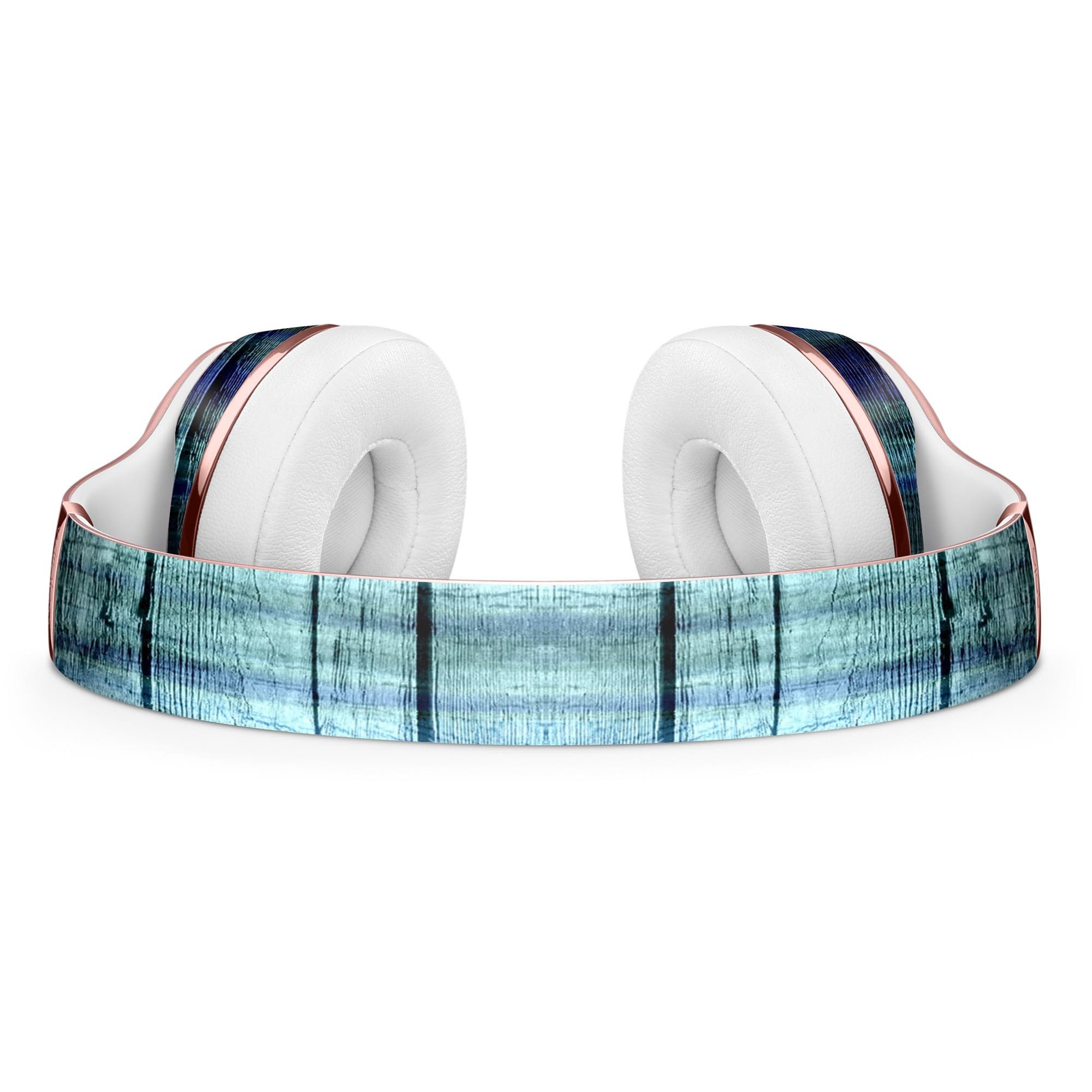 Blue and Green Tye-Dyed Wood Skin Kit for Beats by Dre Solo 3 Wireless Headphones, showcasing vibrant colors and premium vinyl material.