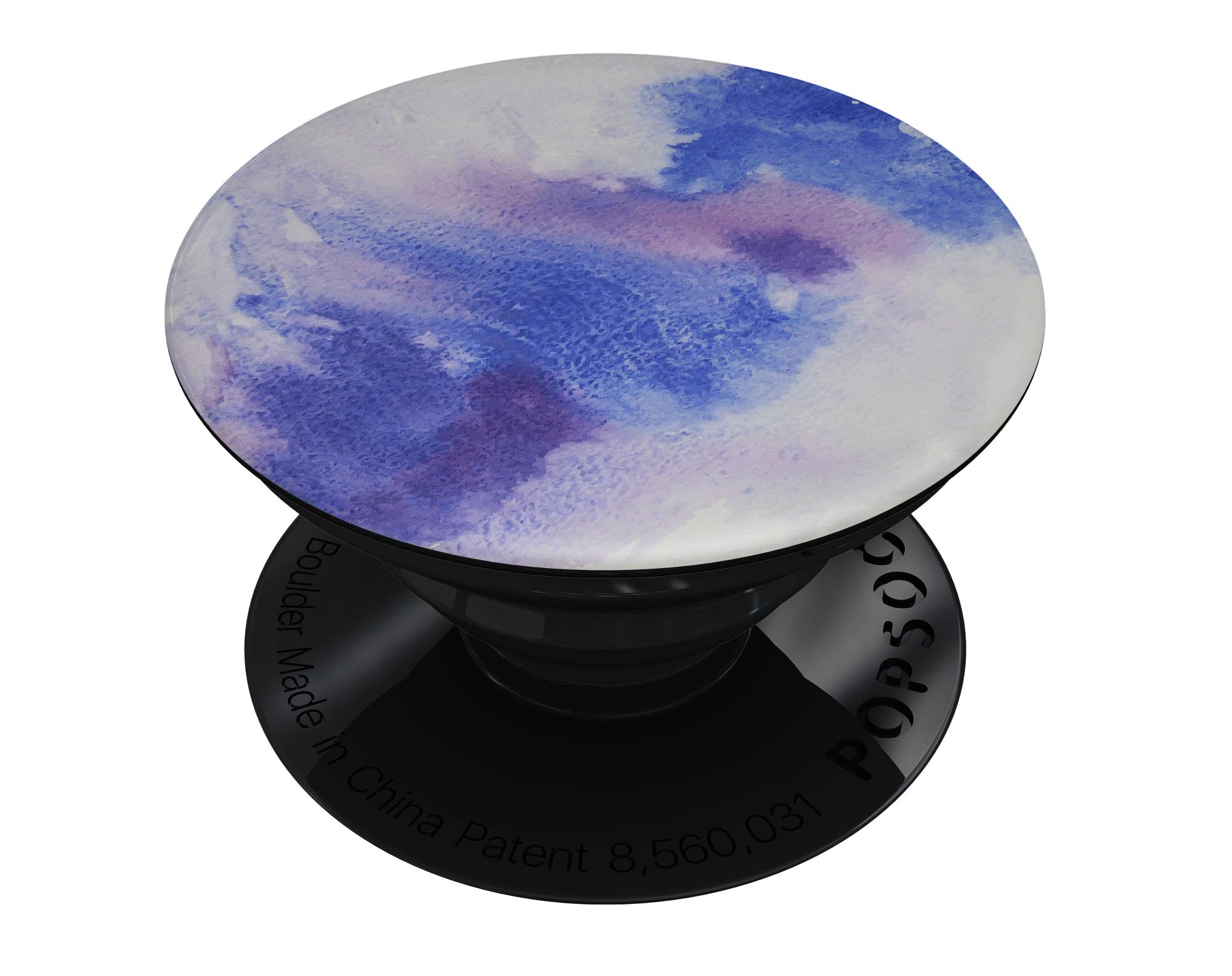 Blue and pink watercolor spill design skin for PopSockets, showcasing vibrant colors and artistic patterns.