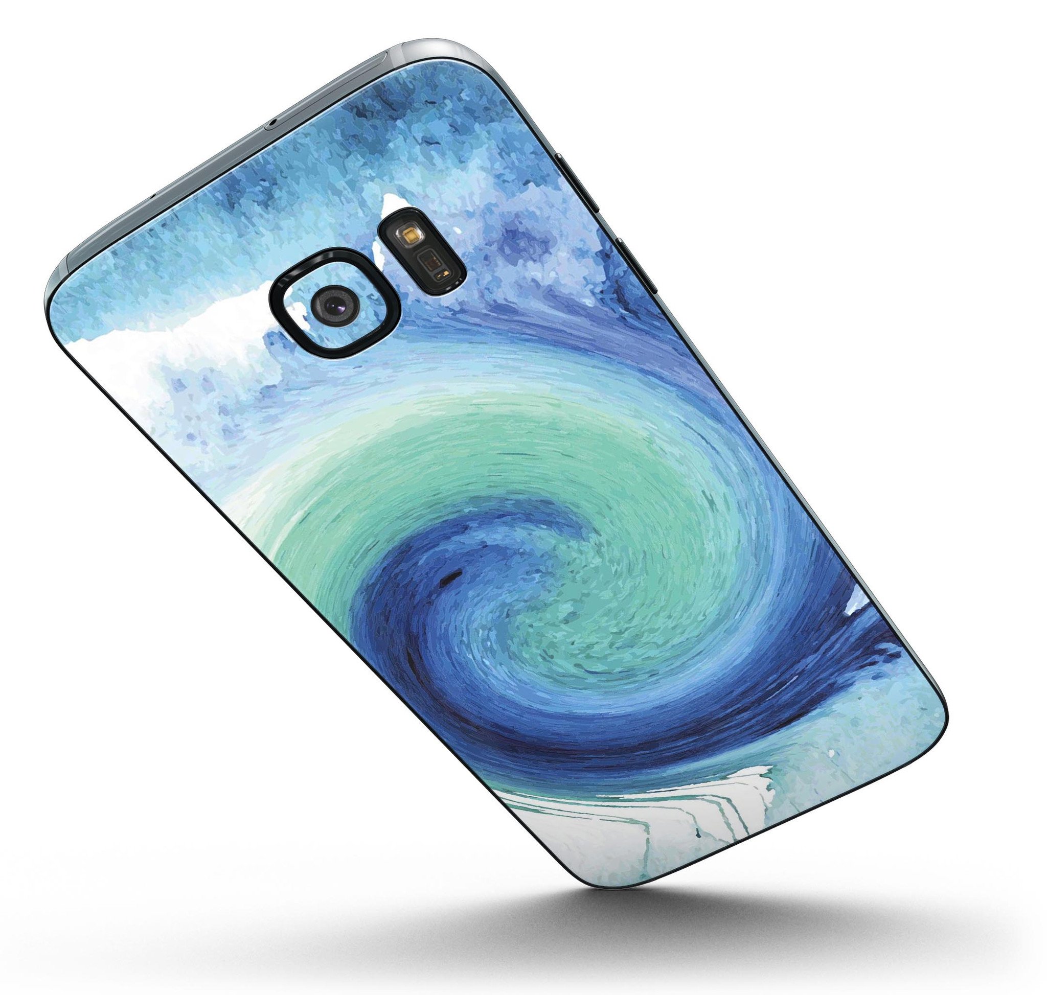 Blue and Purple Scaratched Streaks Full Body Skin-Kit for Samsung Galaxy S7 and S7 Edge, showcasing vibrant colors and sleek design.