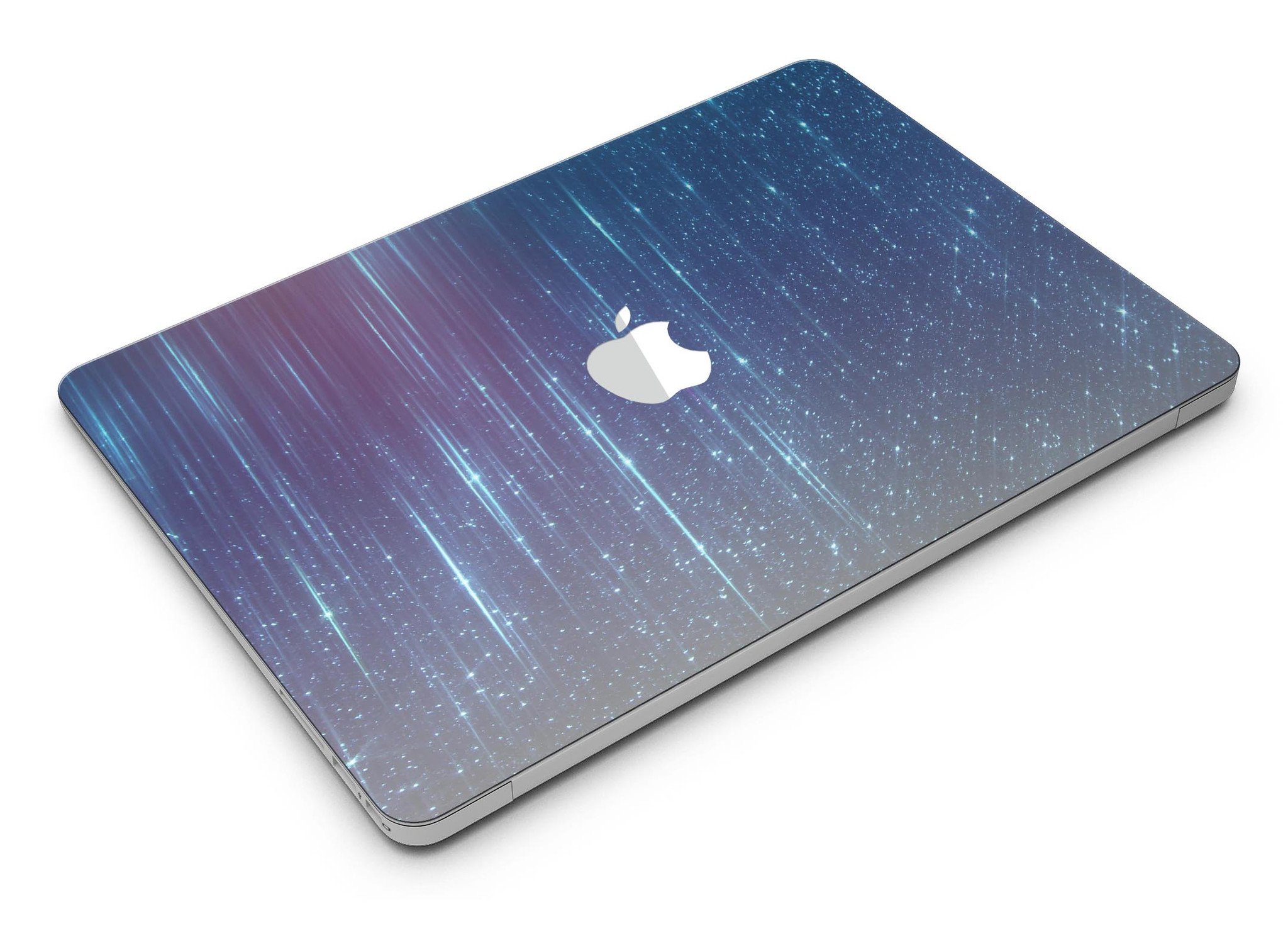 Blue and purple streaked vinyl skin for MacBook Air, showcasing a stylish design that protects against scratches.